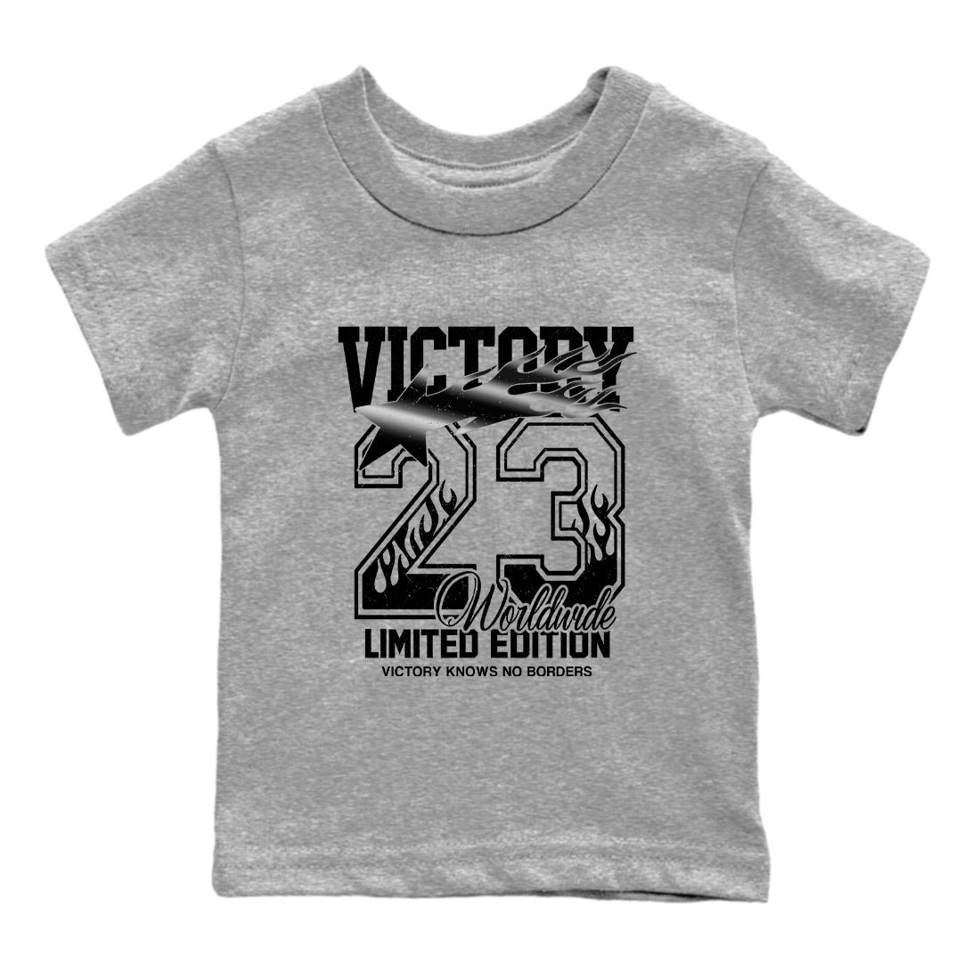 Sneaker match tees – Sneaker Tees To Match Air Jordan 4 Black Cat Shoes – Victory Knows No Borders Kids T-Shirt Heather Grey 2