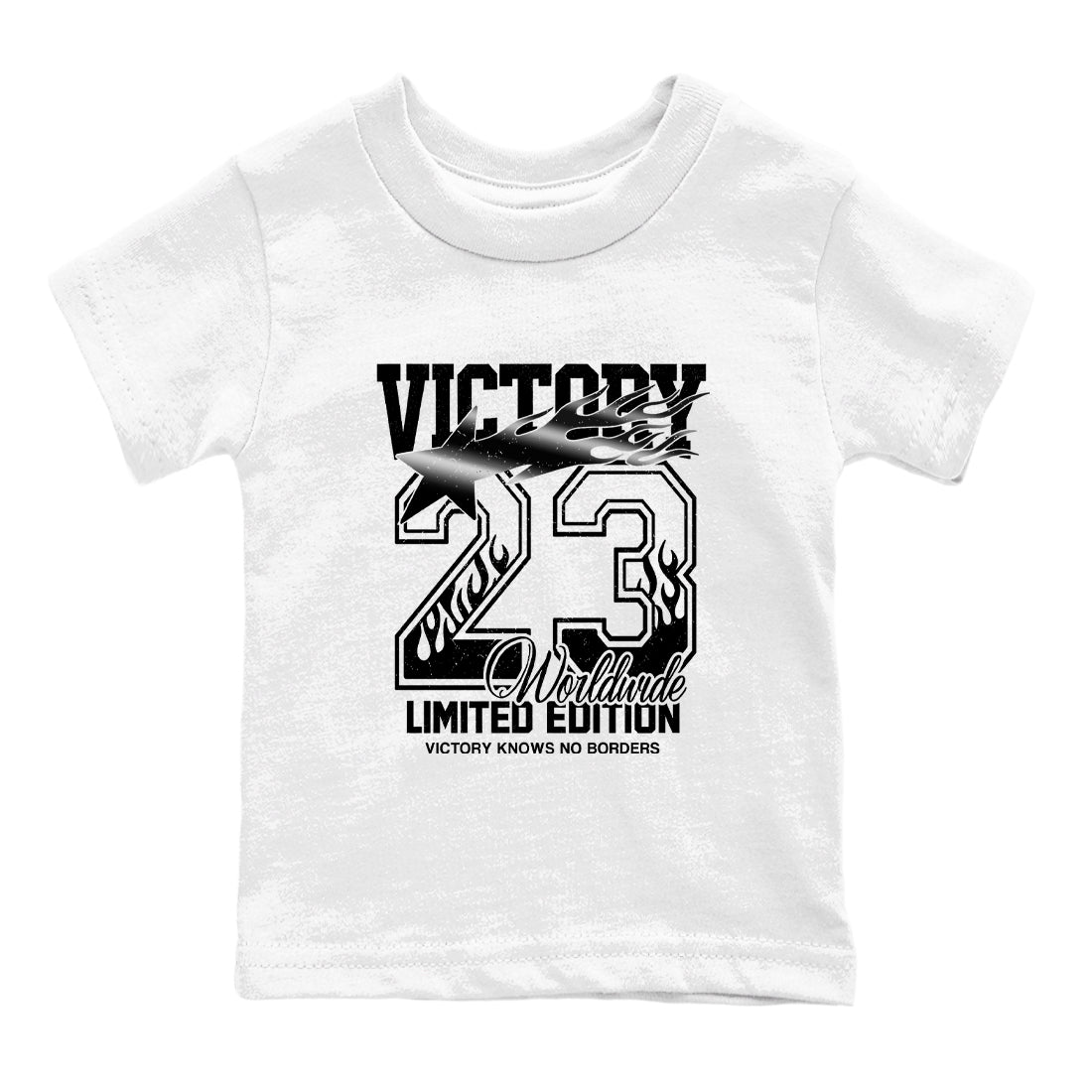 Sneaker match tees – Sneaker Tees To Match Air Jordan 4 Black Cat Shoes – Victory Knows No Borders Kids T-Shirt White 2