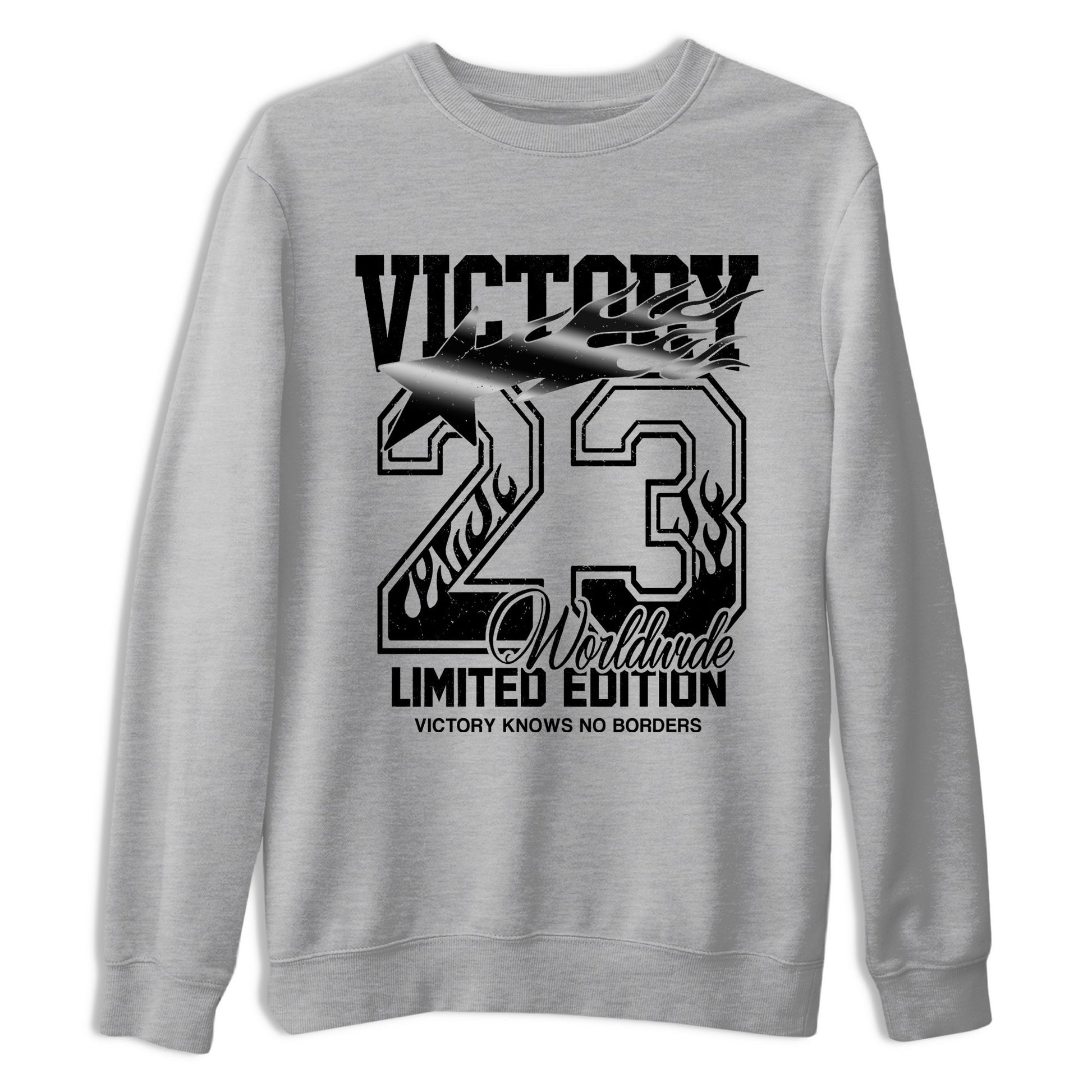 Sneaker match tees – Sneaker Tees To Match Air Jordan 4 Black Cat Shoes – Victory Knows No Borders Tee Heather Grey 2