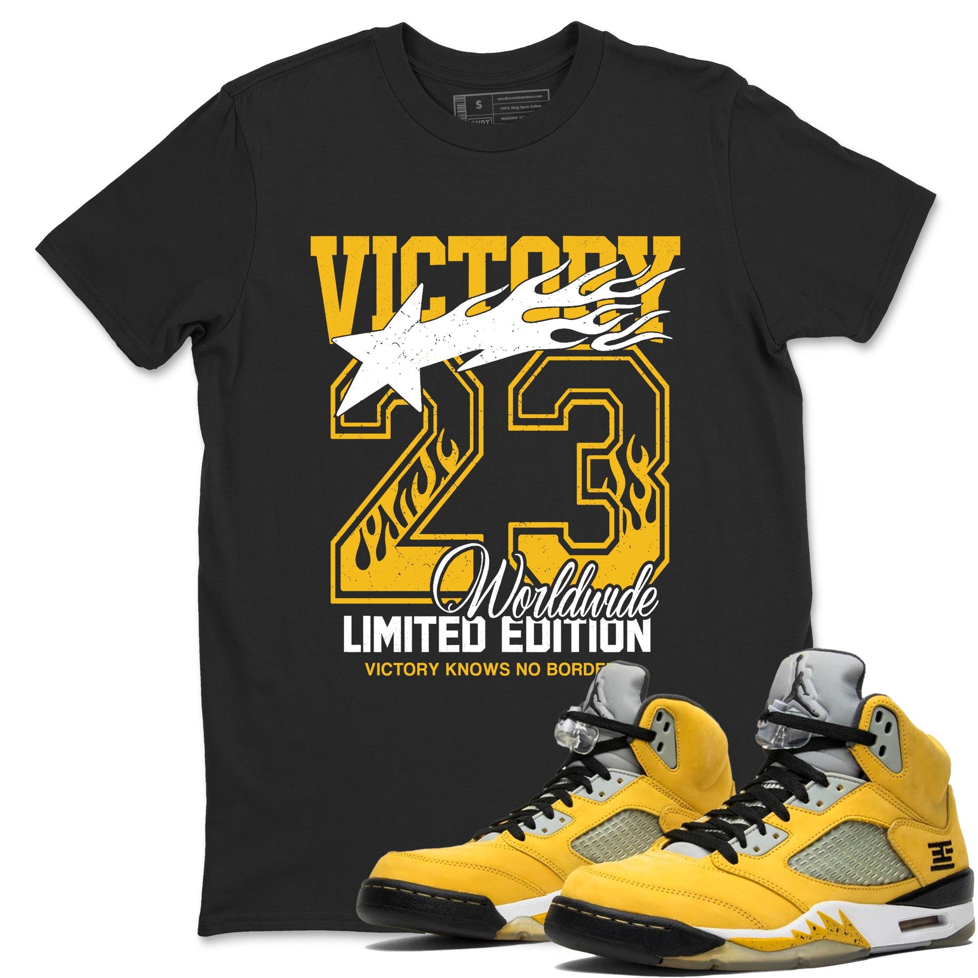 Sneaker match tees – Sneaker Tees To Match Air Jordan 5 Tokyo Shoes – Victory Knows No Borders Tee Black 1