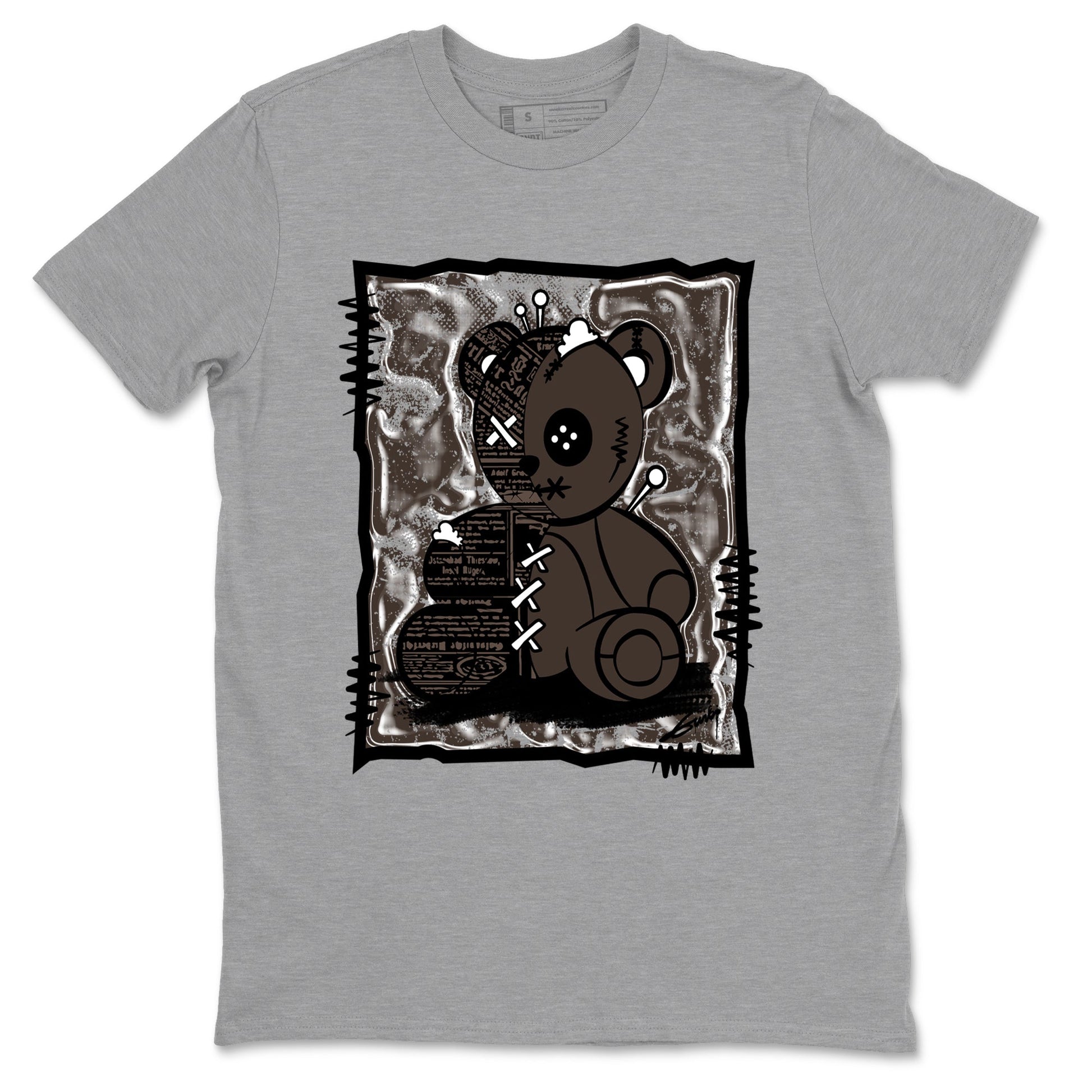 1s Travis Scott Velvet Brown shirts to match jordans Vintage Bear best t shirts to wear with jordans Travis Scott x Air Jordan 1 Low OG Velvet Brown match shoes to clothes SNRT Sneaker Tees unisex cotton Heather Grey 2 shirts