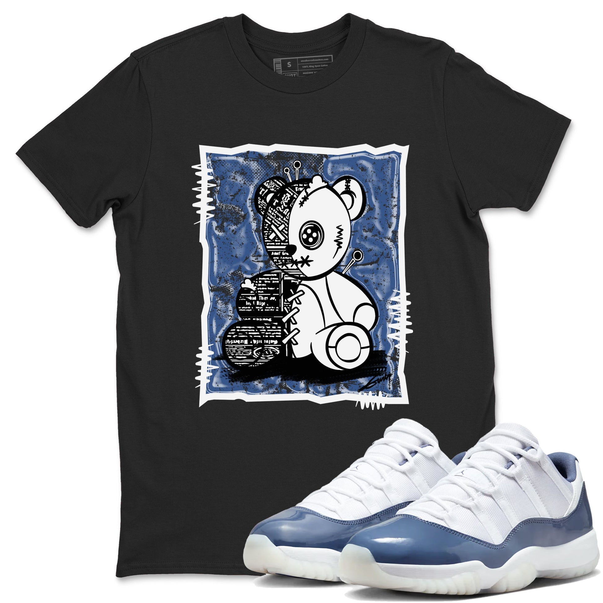 11s Diffused Blue shirts to match jordans Vintage Bear sneaker match tees Air Jordan 11 Diffused Blue SNRT Sneaker Release Tees unisex cotton Black 1 crew neck shirts