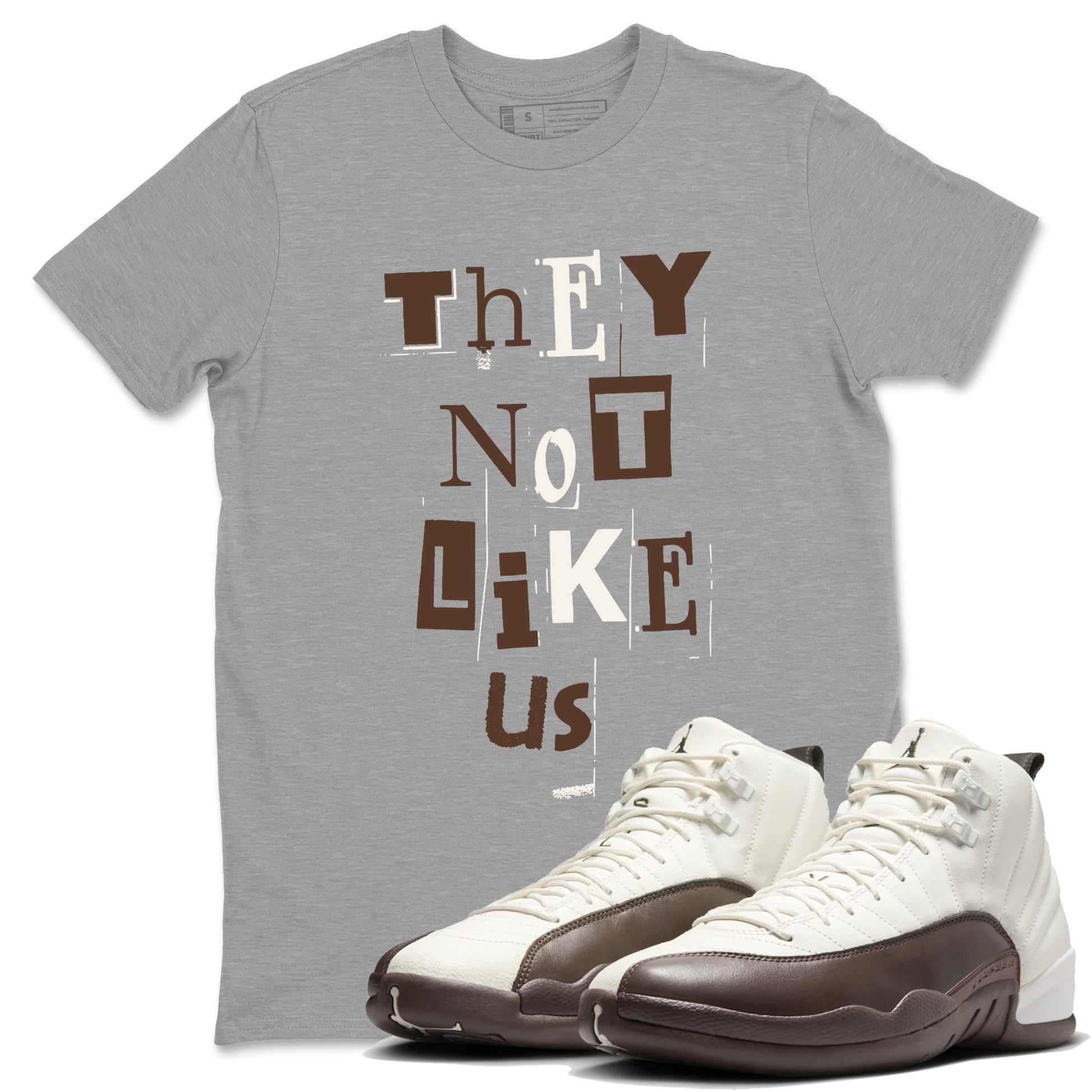 AJ12 Baroque Brown shirts to match jordans Vintage They Not Like Us best t shirts to wear with jordans SoleFly x Jordan 12 Baroque Brown match shoes to clothes SNRT Sneaker Tees unisex cotton Heather Grey 1 shirts