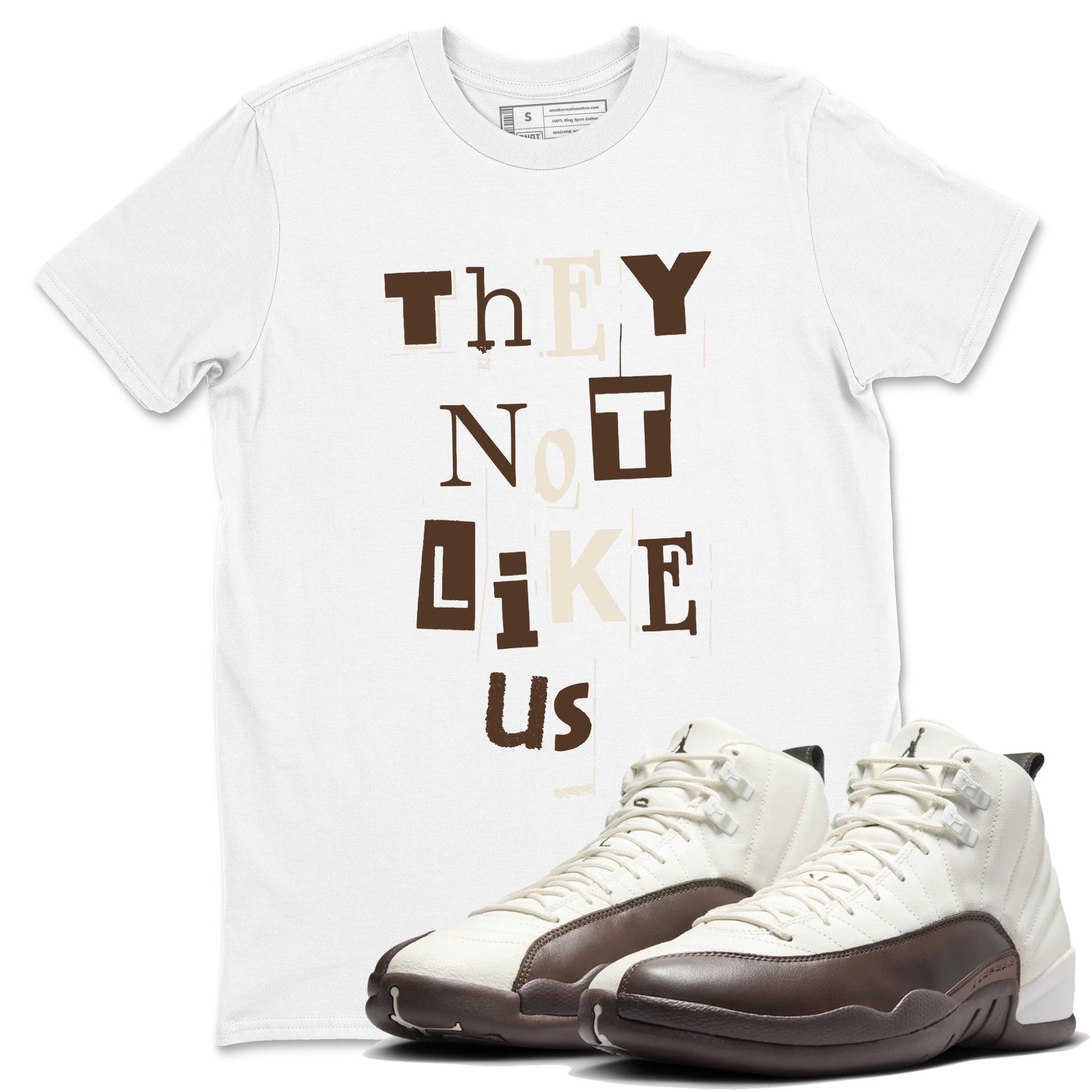 AJ12 Baroque Brown shirts to match jordans Vintage They Not Like Us best t shirts to wear with jordans SoleFly x Jordan 12 Baroque Brown match shoes to clothes SNRT Sneaker Tees unisex cotton White 1 shirts