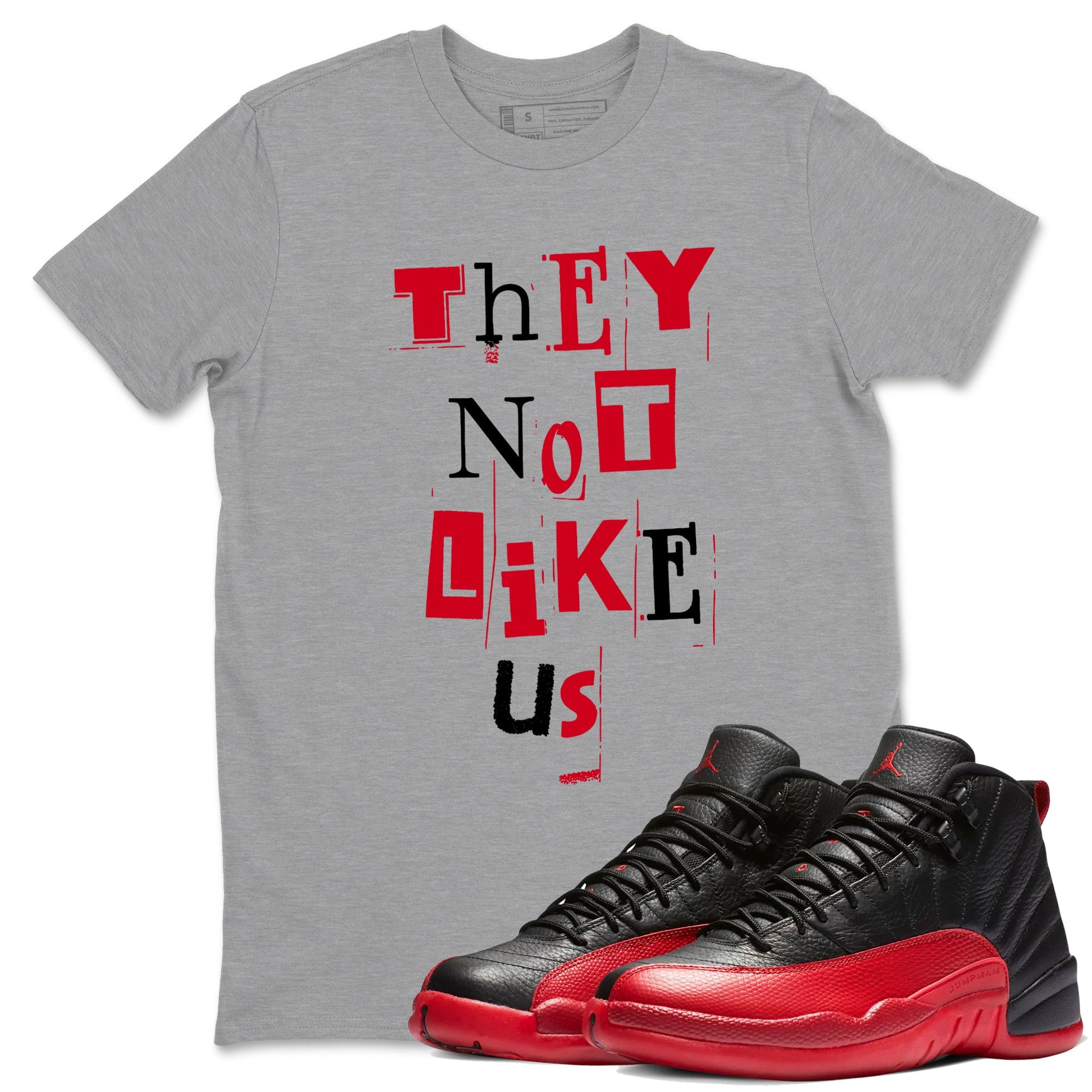 12s Flu Game shirts to match jordans Vintage They Not Like Us best t shirts to wear with jordans AJ12 Retro Flu Game match shoes to clothes SNRT Sneaker Tees unisex cotton Heather Grey 1 shirts