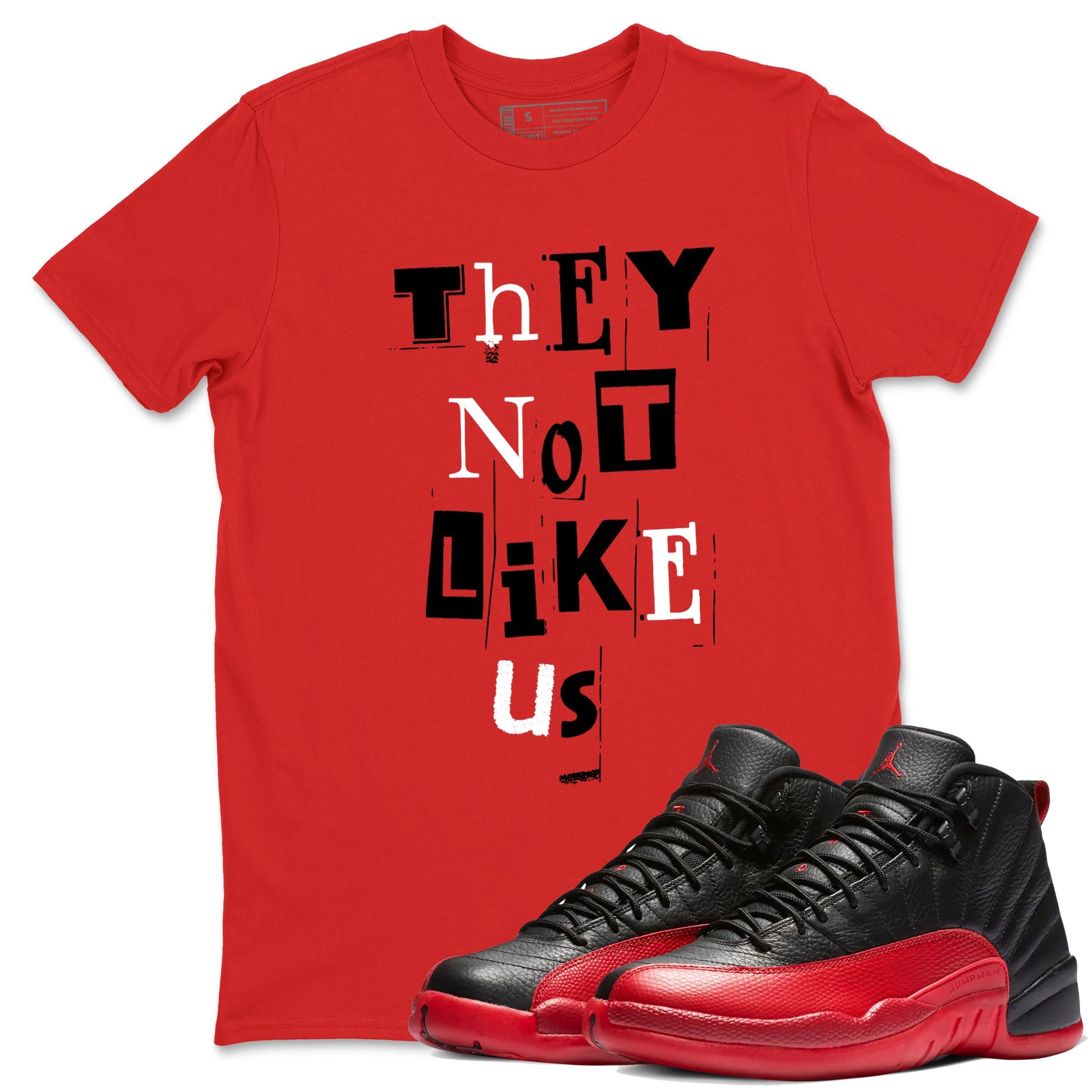 12s Flu Game shirts to match jordans Vintage They Not Like Us best t shirts to wear with jordans AJ12 Retro Flu Game match shoes to clothes SNRT Sneaker Tees unisex cotton Red 1 shirts