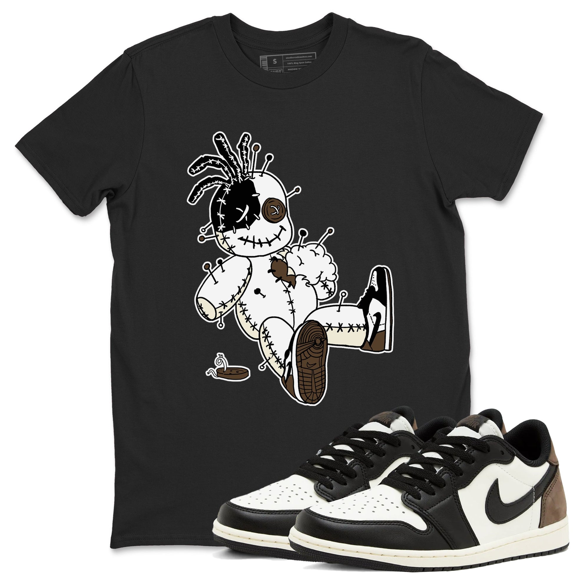 AJ1 Mocha shirts to match jordans Voodoo Doll unique Halloween sneaker tee Air Jordan 1 Mocha SNRT Sneaker Tees streetwear brand Black 1 unisex cotton tee
