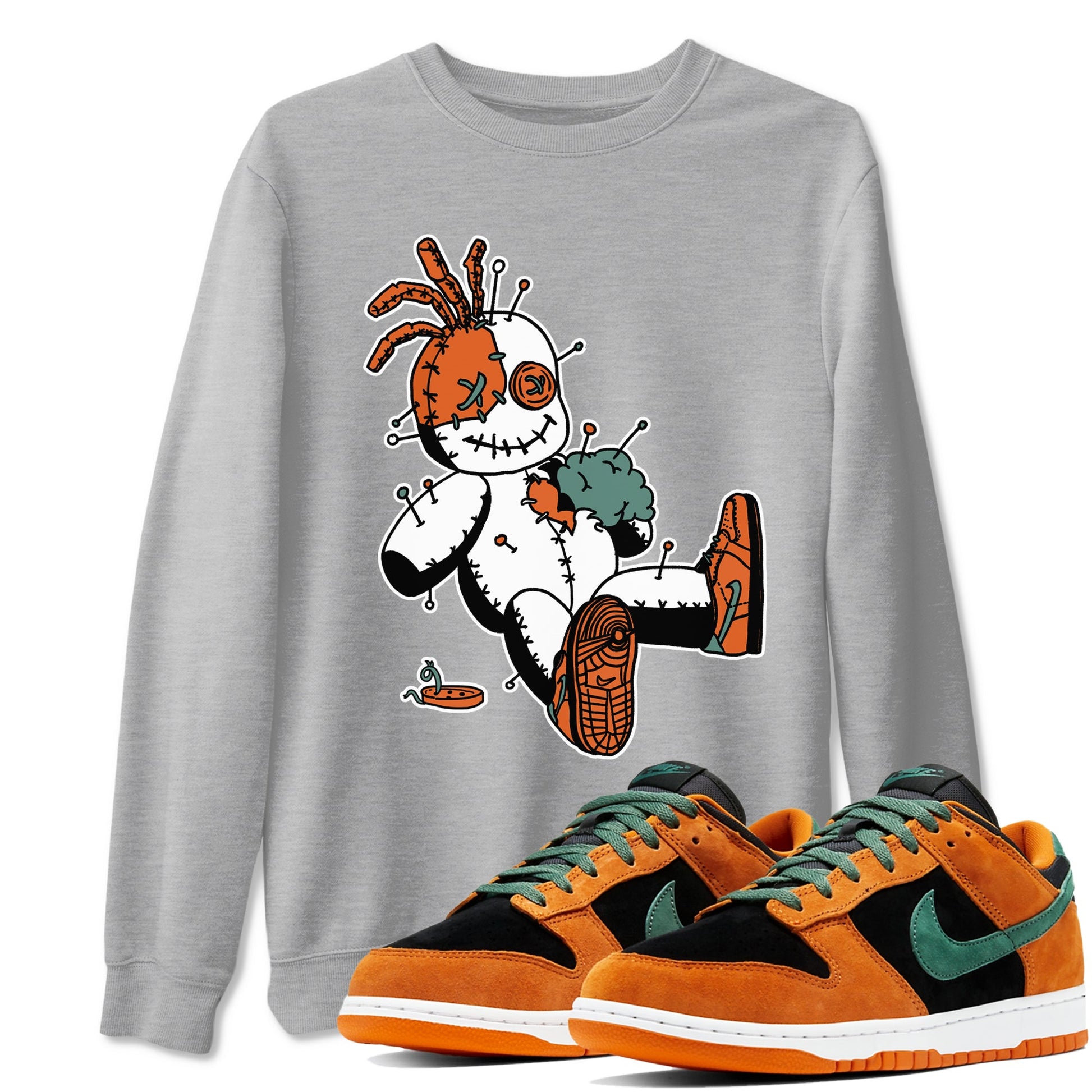 Dunk Low Ceramic shirts to match jordans Voodoo Doll unique Halloween sneaker tee Dunk Ceramic match shoes to clothes SNRT Sneaker Tees unisex cotton Heather Grey 1 shirts