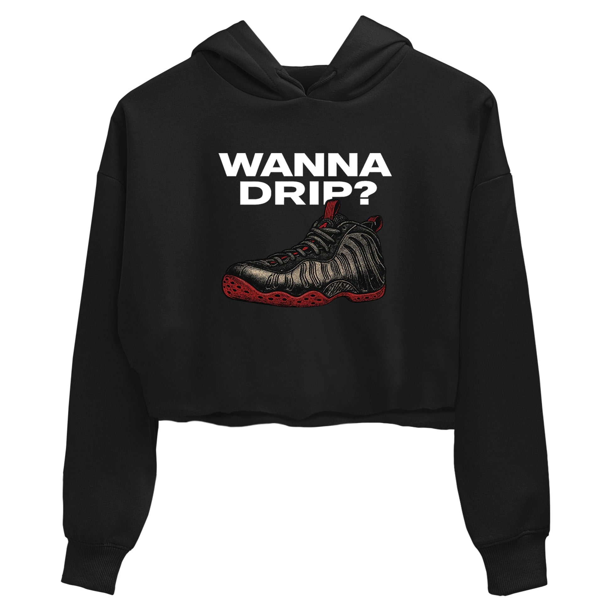 Sneaker match tees – Sneaker Tees To Match Air Foamposite Cough Drop Shoes – Wanna Drip Crop T-Shirt Black 2