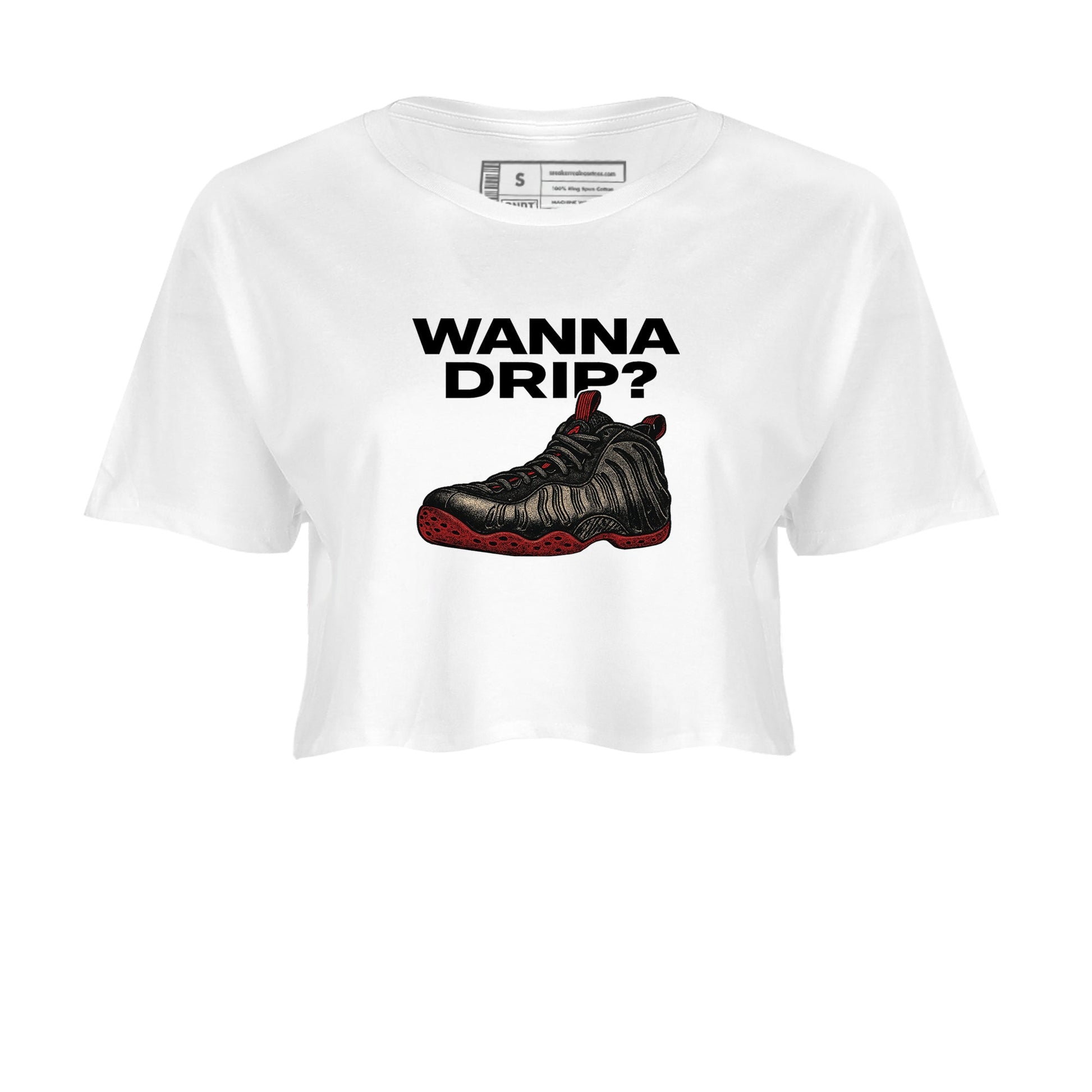 Sneaker match tees – Sneaker Tees To Match Air Foamposite Cough Drop Shoes – Wanna Drip Crop T-Shirt White 2
