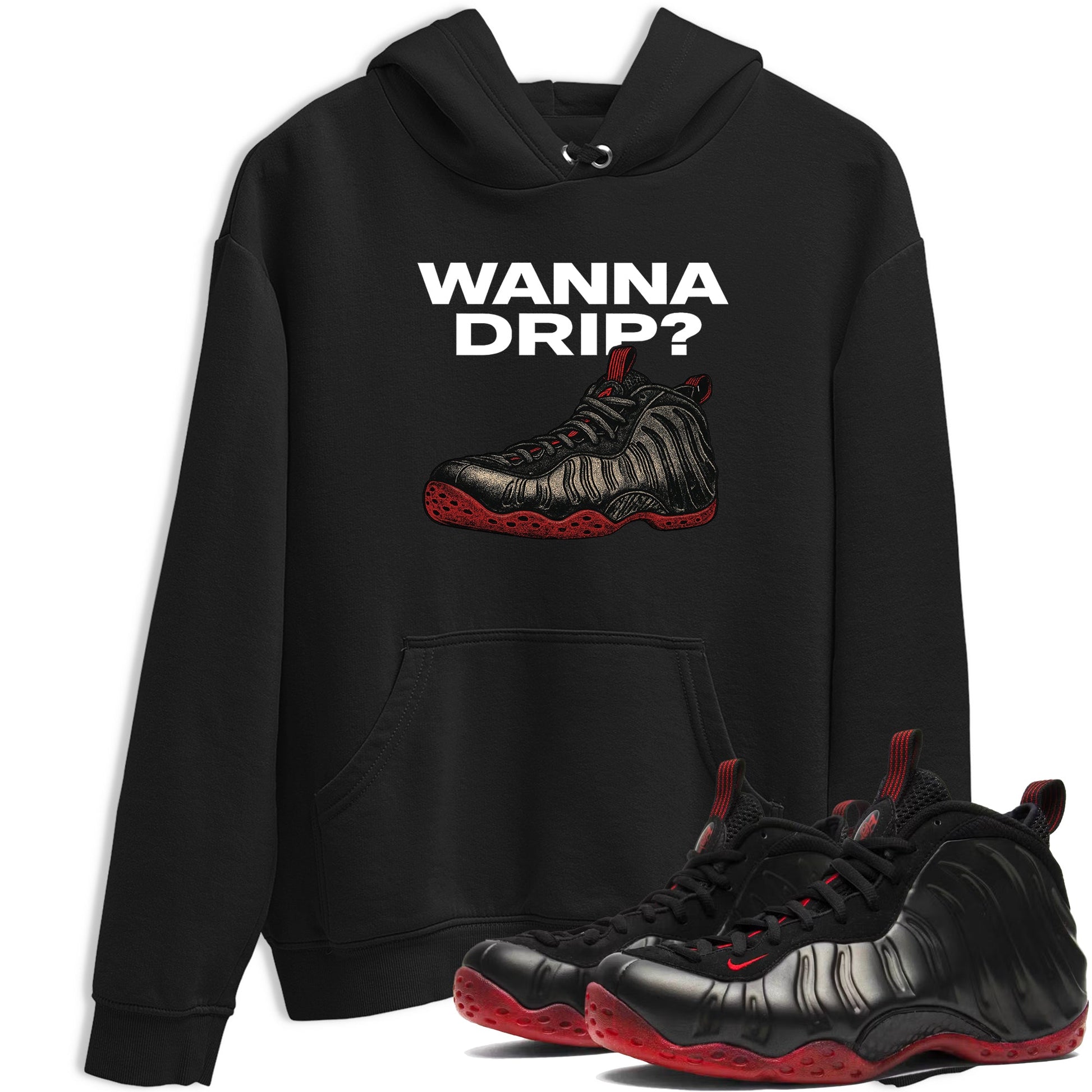 Sneaker match tees – Sneaker Tees To Match Air Foamposite Cough Drop Shoes – Wanna Drip Tee Black 1