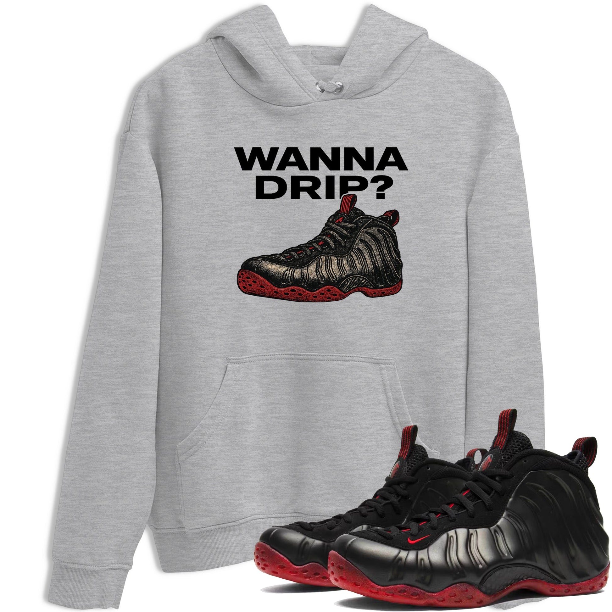 Sneaker match tees – Sneaker Tees To Match Air Foamposite Cough Drop Shoes – Wanna Drip Tee Heather Grey 1