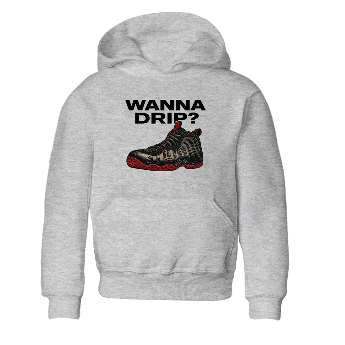 Sneaker match tees – Sneaker Tees To Match Air Foamposite Cough Drop Shoes – Wanna Drip Kids T-Shirt Heather Grey 2