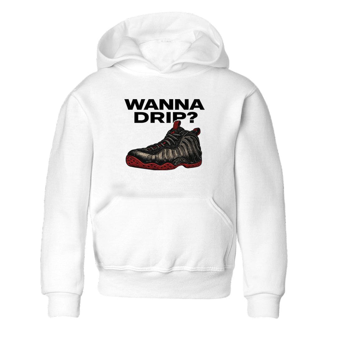 Sneaker match tees – Sneaker Tees To Match Air Foamposite Cough Drop Shoes – Wanna Drip Kids T-Shirt White 2