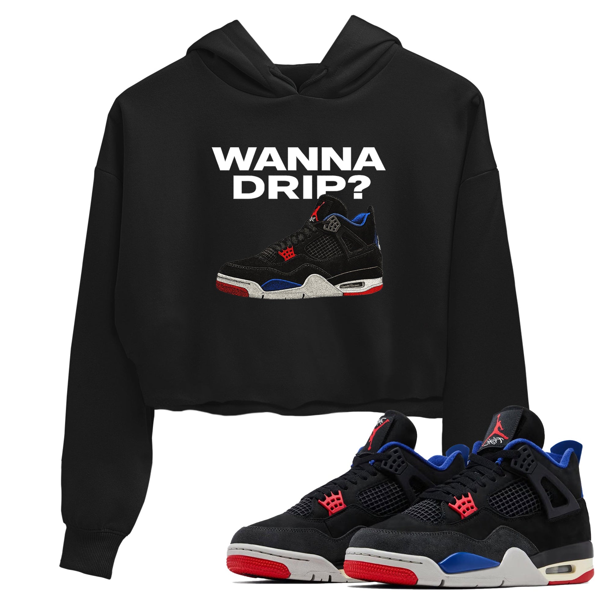 Sneaker match tees – Sneaker Tees To Match Jordan 4 Retro Rare Air Shoes – Wanna Drip Crop T-Shirt Black 1