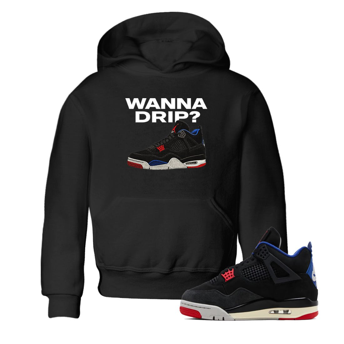 Sneaker match tees – Sneaker Tees To Match Jordan 4 Retro Rare Air Shoes – Wanna Drip Kids T-Shirt Black 1