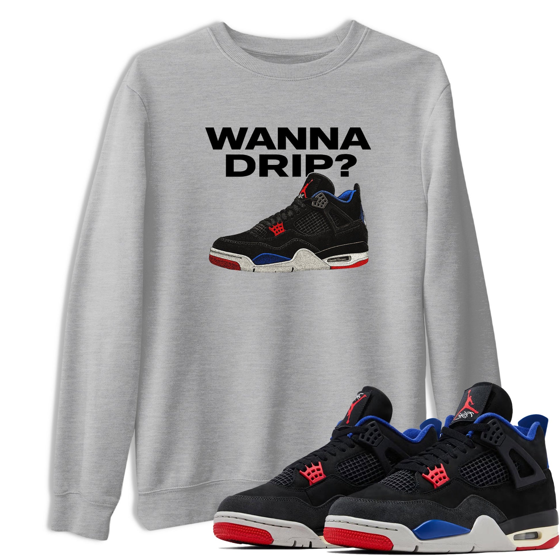 Sneaker match tees – Sneaker Tees To Match Jordan 4 Retro Rare Air Shoes – Wanna Drip Tee Heather Grey 1