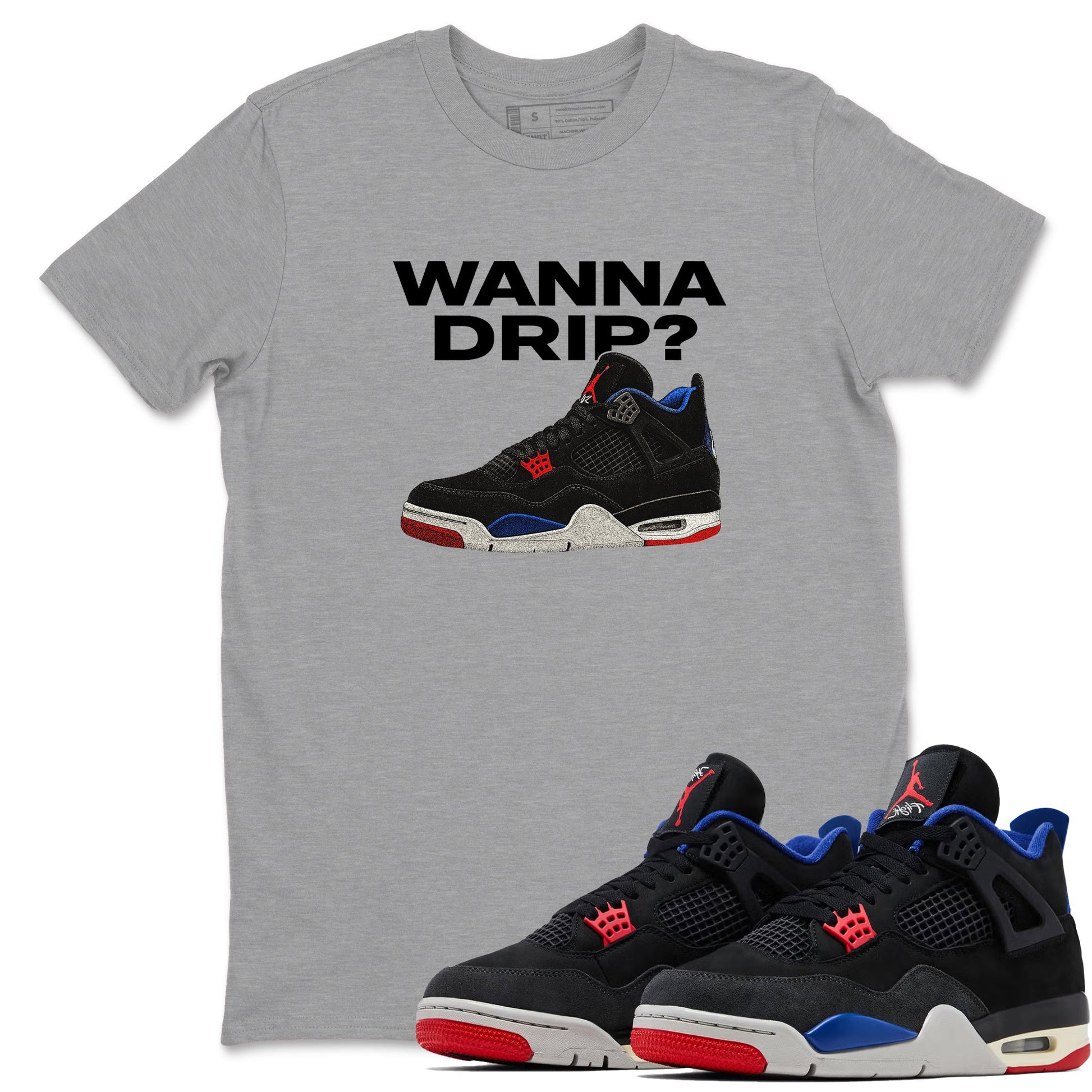 Sneaker match tees – Sneaker Tees To Match Jordan 4 Retro Rare Air Shoes – Wanna Drip Tee Heather Grey 1