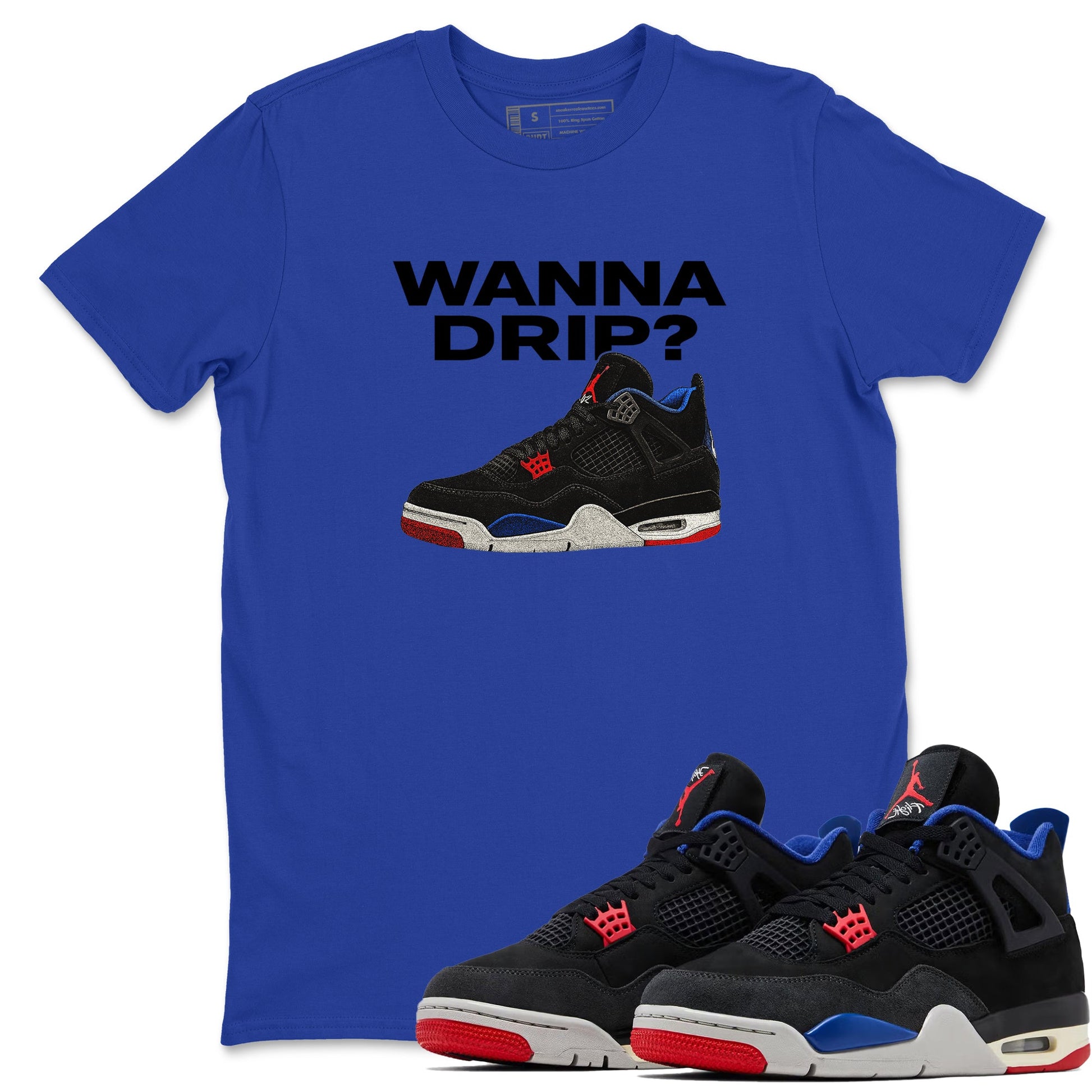 Sneaker match tees – Sneaker Tees To Match Jordan 4 Retro Rare Air Shoes – Wanna Drip Tee Royal Blue 1