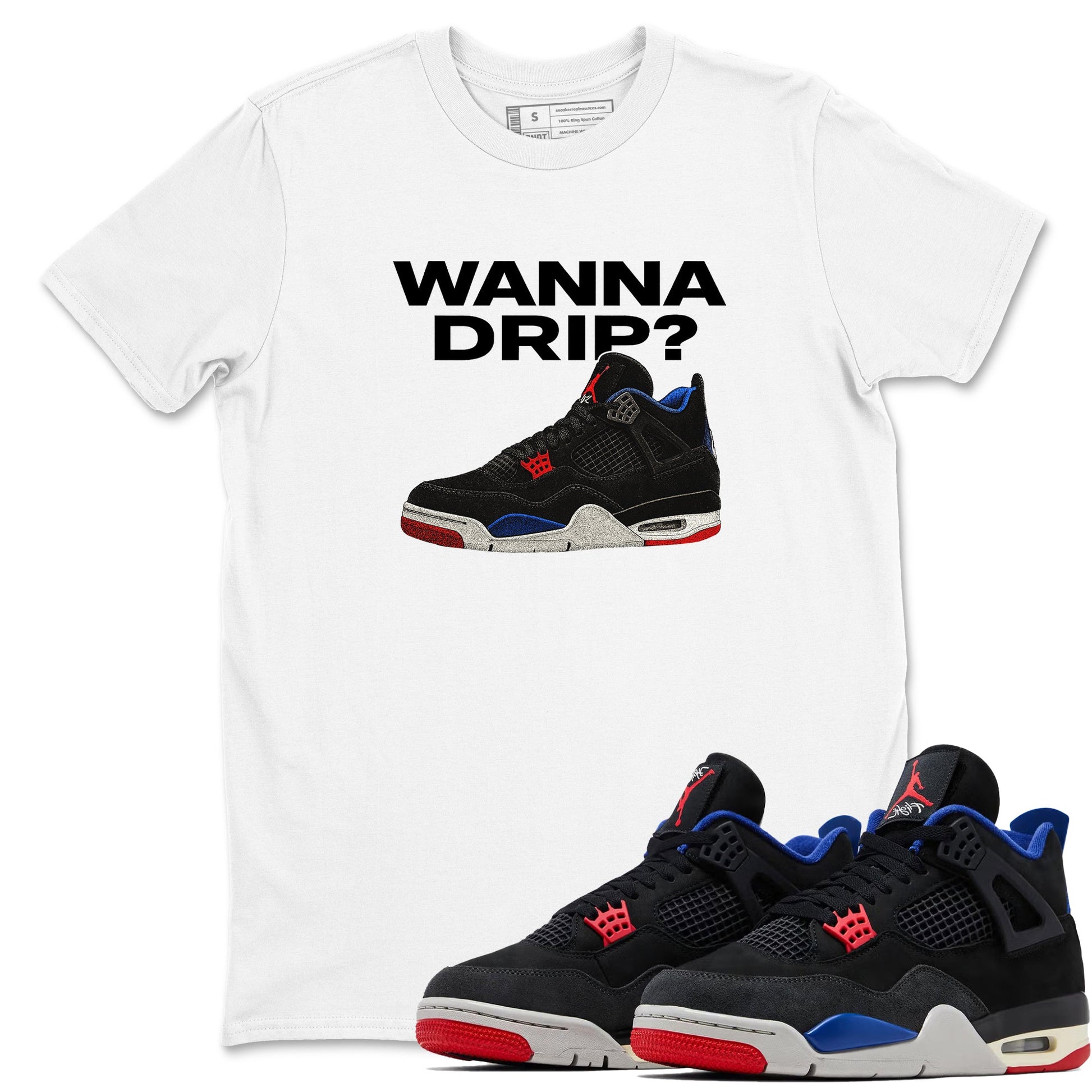 Sneaker match tees – Sneaker Tees To Match Jordan 4 Retro Rare Air Shoes – Wanna Drip Tee White 1