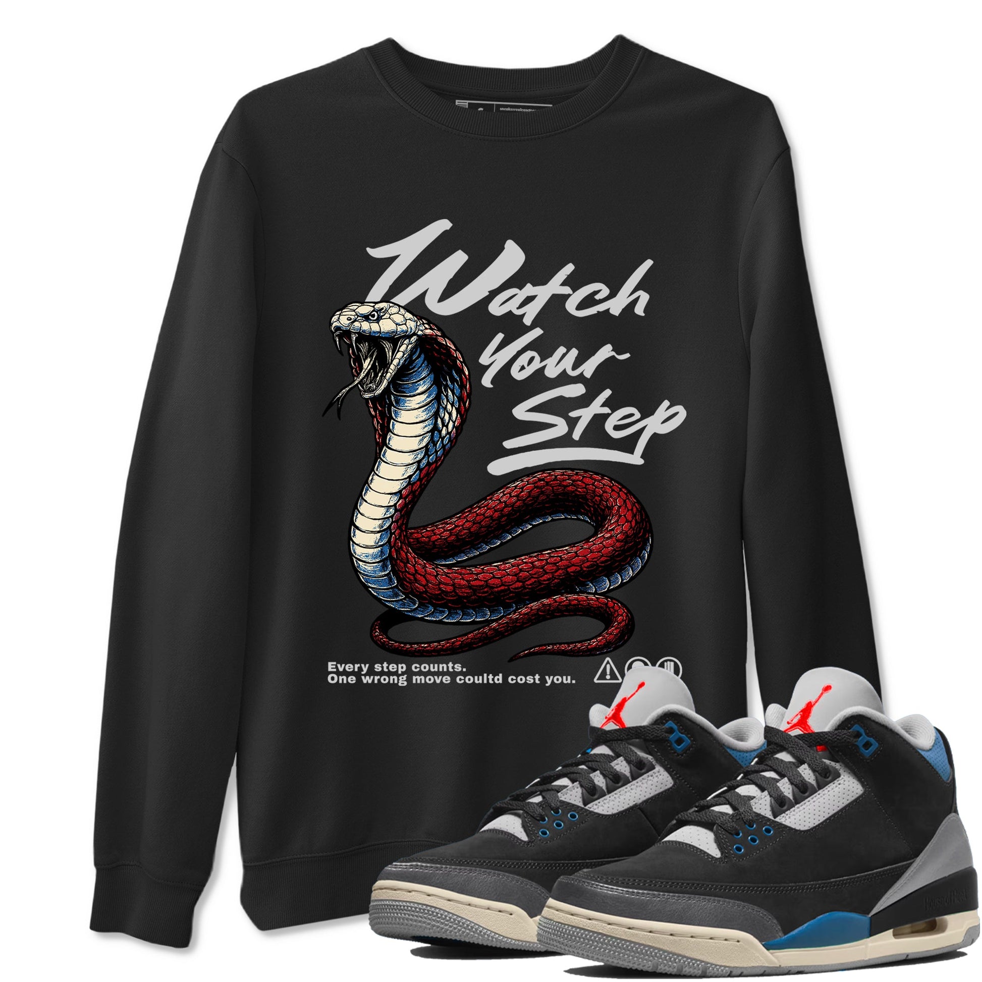 Air Jordan 3 Retro OG Rare Air shirts to match jordans Watch Your Step sneaker match tees 3s Rare Air match shoes to clothes SNRT Sneaker Tees unisex cotton Black 1 shirts