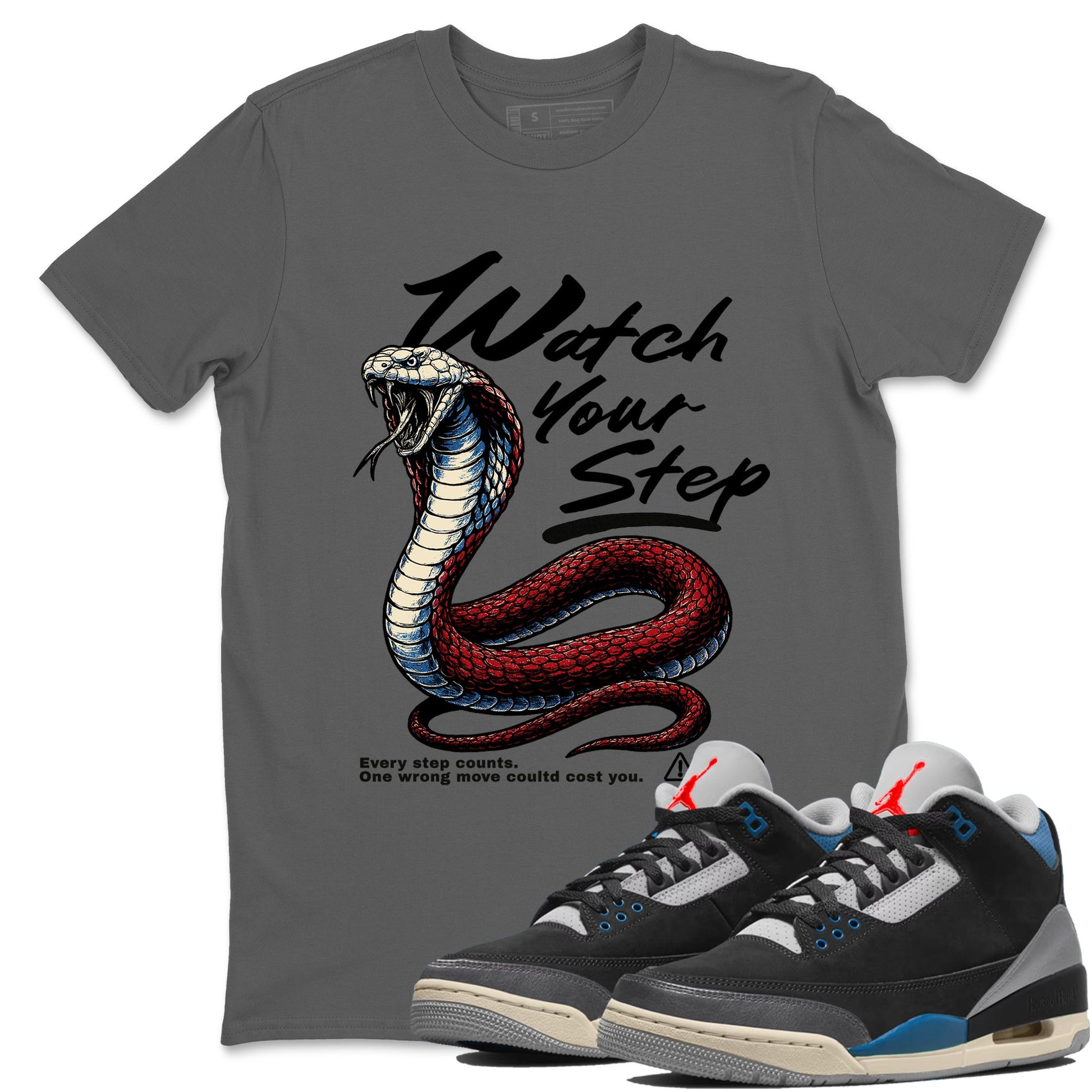 Air Jordan 3 Retro OG Rare Air shirts to match jordans Watch Your Step sneaker match tees 3s Rare Air match shoes to clothes SNRT Sneaker Tees unisex cotton Cool Grey 1 shirts