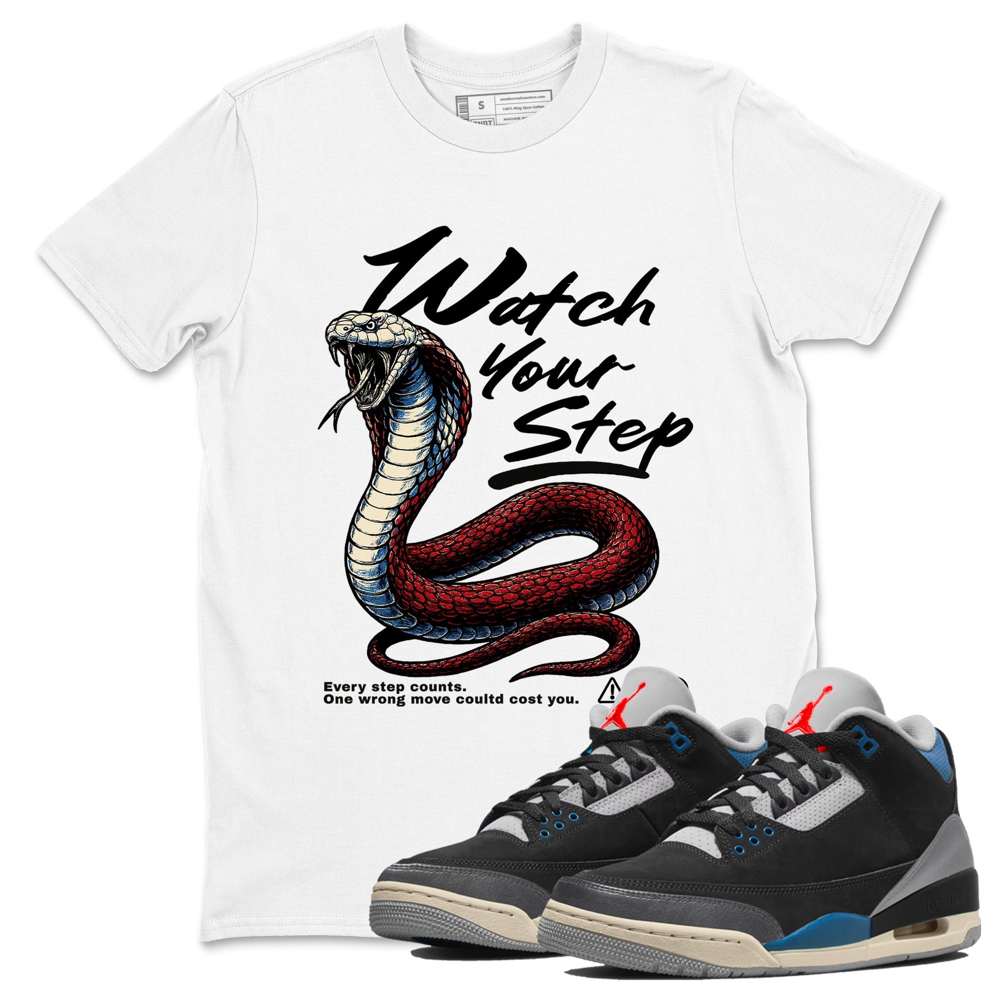 Air Jordan 3 Retro OG Rare Air shirts to match jordans Watch Your Step sneaker match tees 3s Rare Air match shoes to clothes SNRT Sneaker Tees unisex cotton White 1 shirts