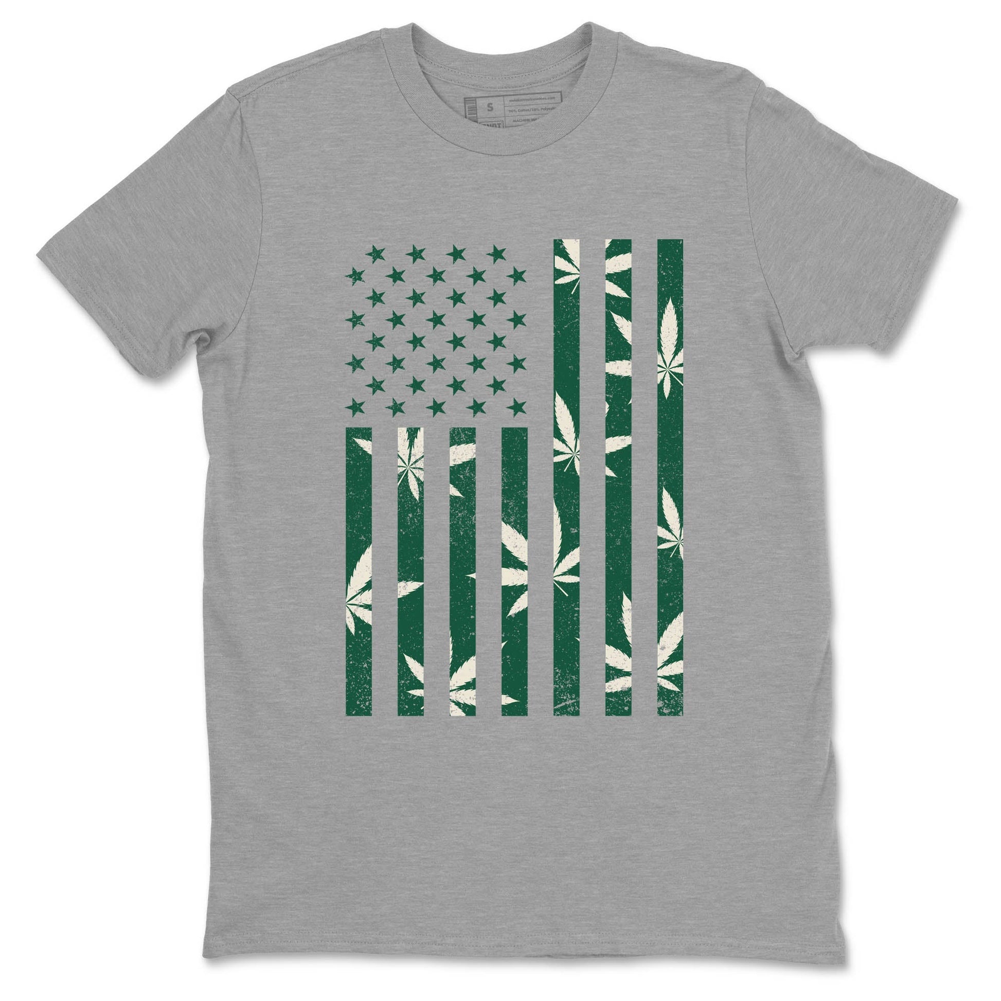 Sneaker Threads – Sneaker Tees To Match Air Jordan 1 Pro Green – Weed Flag Graphic Tee Heather Grey 2. Perfect for Jordan releases 2025 colorways.