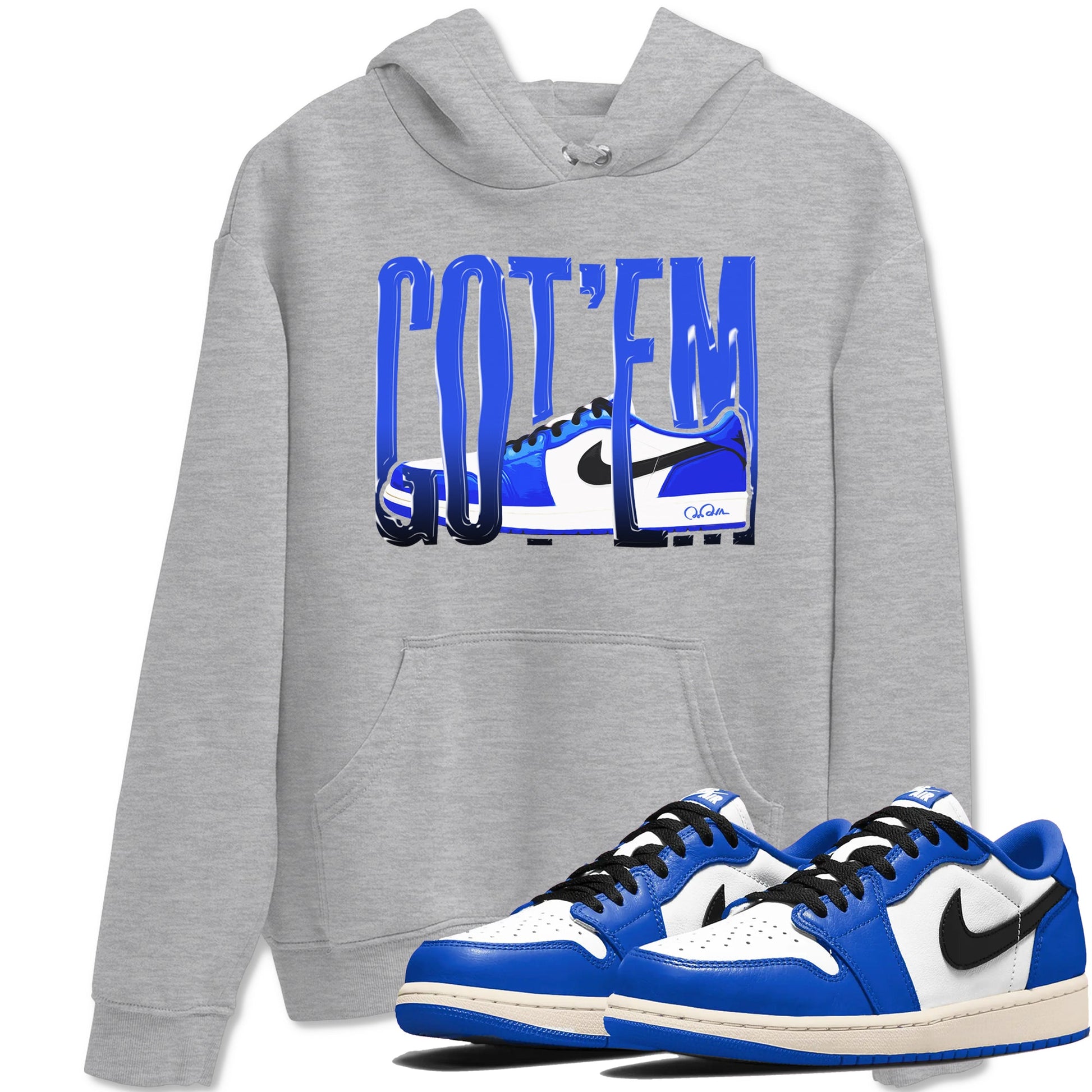 AJ1 Game Royal shirt to match jordans Wiggling Gotem sneaker tees Air Jordan 1 Game Royal SNRT Sneaker Release Tees unisex cotton Heather Grey 1 crew neck shirt