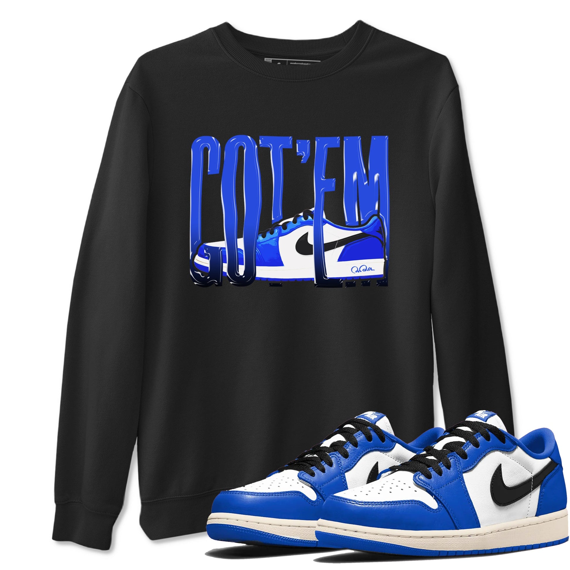 AJ1 Game Royal shirt to match jordans Wiggling Gotem sneaker tees Air Jordan 1 Game Royal SNRT Sneaker Release Tees unisex cotton Black 1 crew neck shirt