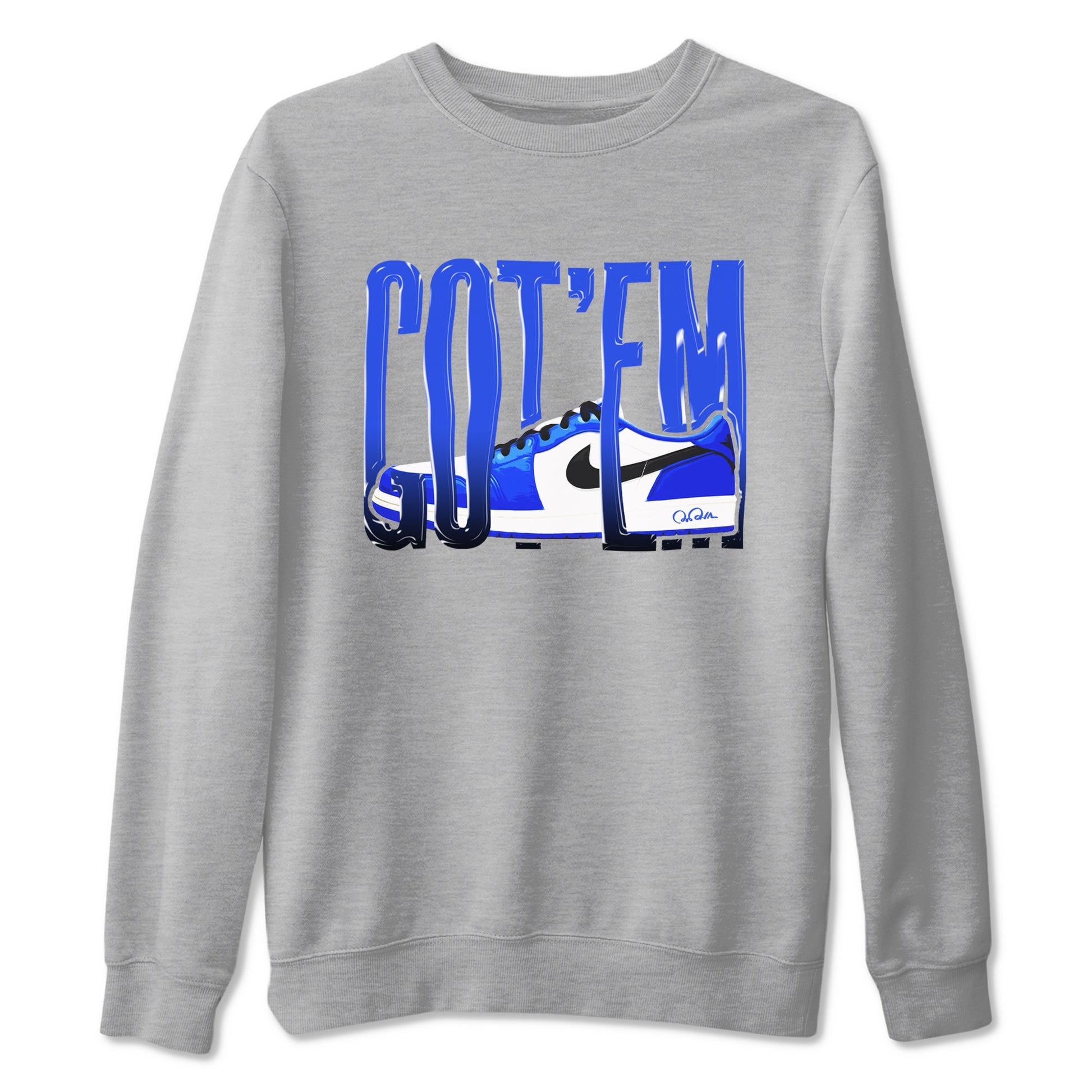 AJ1 Game Royal shirt to match jordans Wiggling Gotem sneaker tees Air Jordan 1 Game Royal SNRT Sneaker Release Tees unisex cotton Heather Grey 2 crew neck shirt