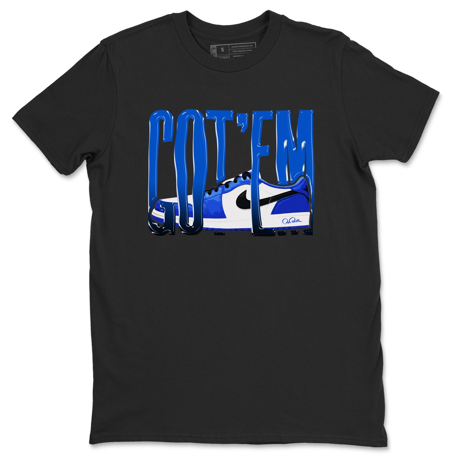 AJ1 Game Royal shirt to match jordans Wiggling Gotem sneaker tees Air Jordan 1 Game Royal SNRT Sneaker Release Tees unisex cotton Black 2 crew neck shirt