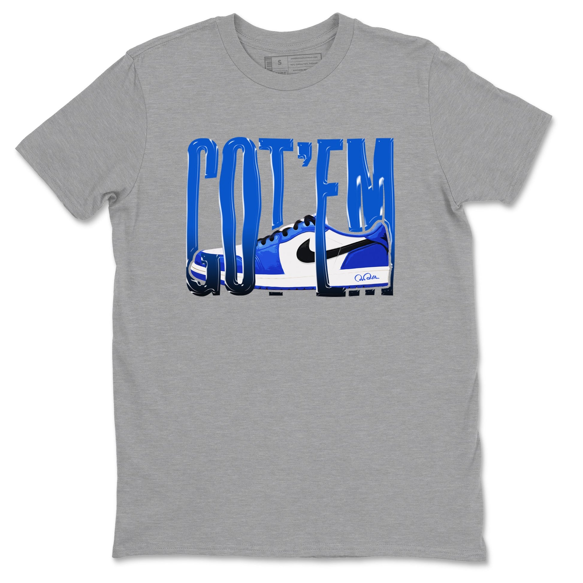 AJ1 Game Royal shirt to match jordans Wiggling Gotem sneaker tees Air Jordan 1 Game Royal SNRT Sneaker Release Tees unisex cotton Heather Grey 2 crew neck shirt