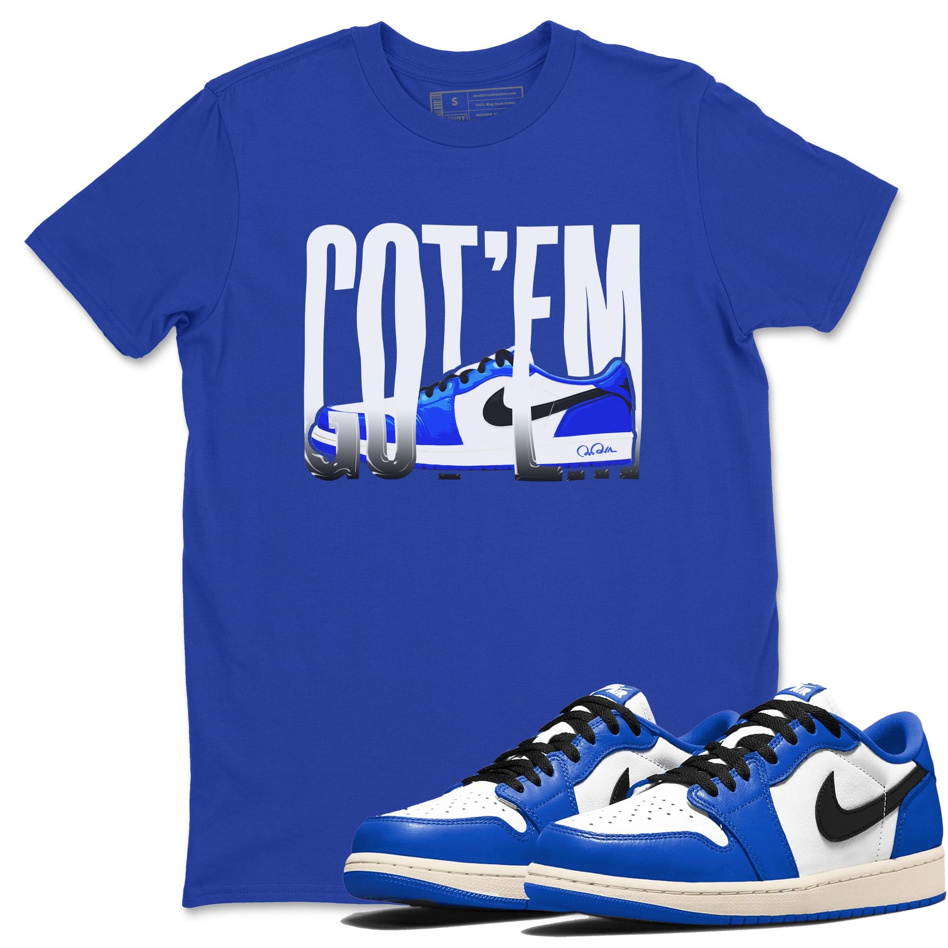 AJ1 Game Royal shirt to match jordans Wiggling Gotem sneaker tees Air Jordan 1 Game Royal SNRT Sneaker Release Tees unisex cotton Royal Blue 1 crew neck shirt