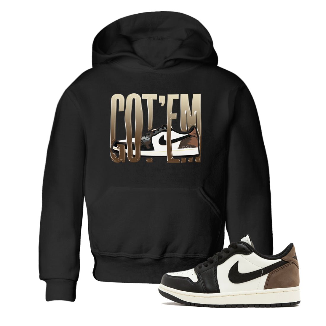 1s Low OG Mocha shirts to match jordans Wiggling Gotem sneaker match tees Air Jordan 1 Mocha match shoes to clothes SNRT Sneaker Tees Youth Baby Black 1 tee