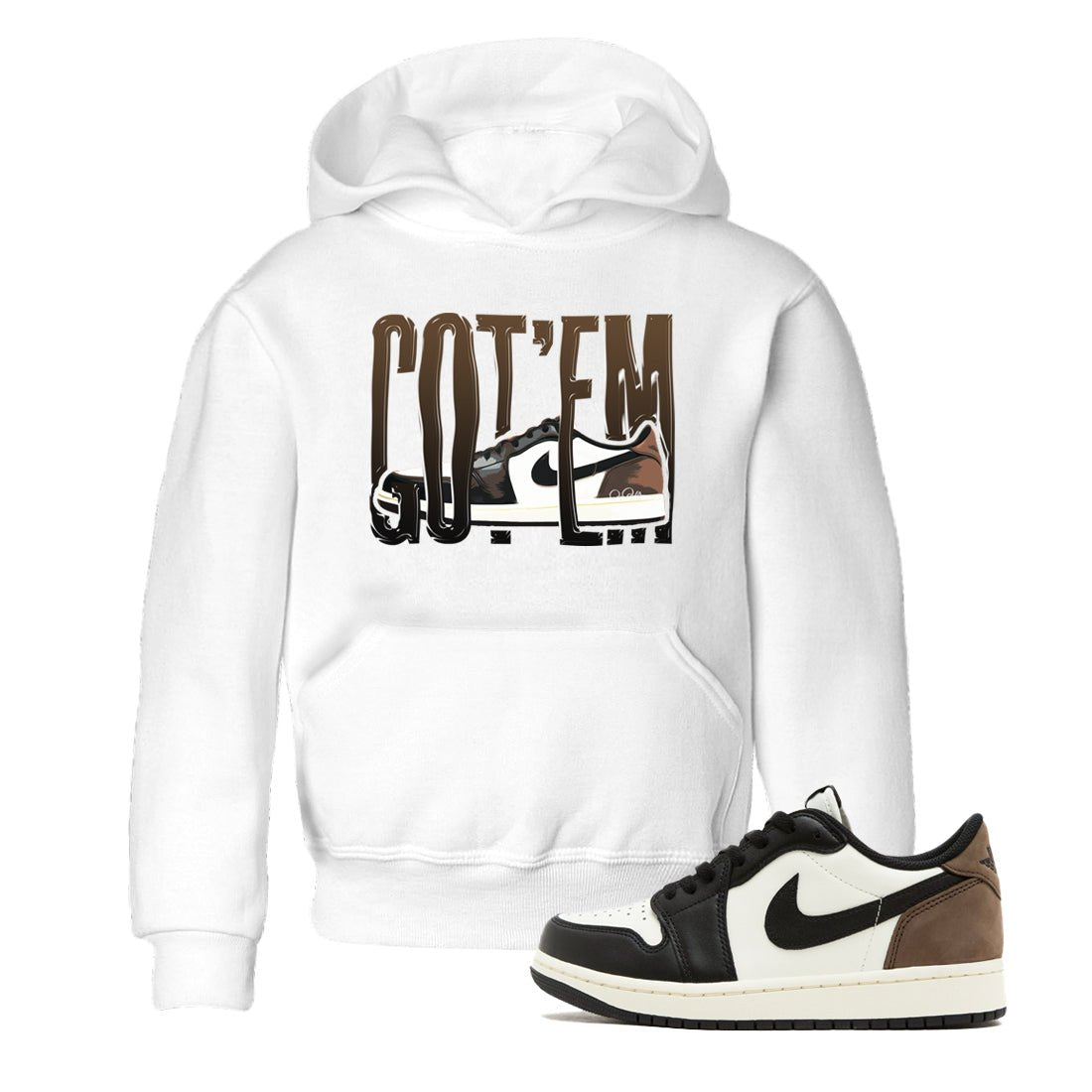 1s Low OG Mocha shirts to match jordans Wiggling Gotem sneaker match tees Air Jordan 1 Mocha match shoes to clothes SNRT Sneaker Tees Youth Baby White 1 tee