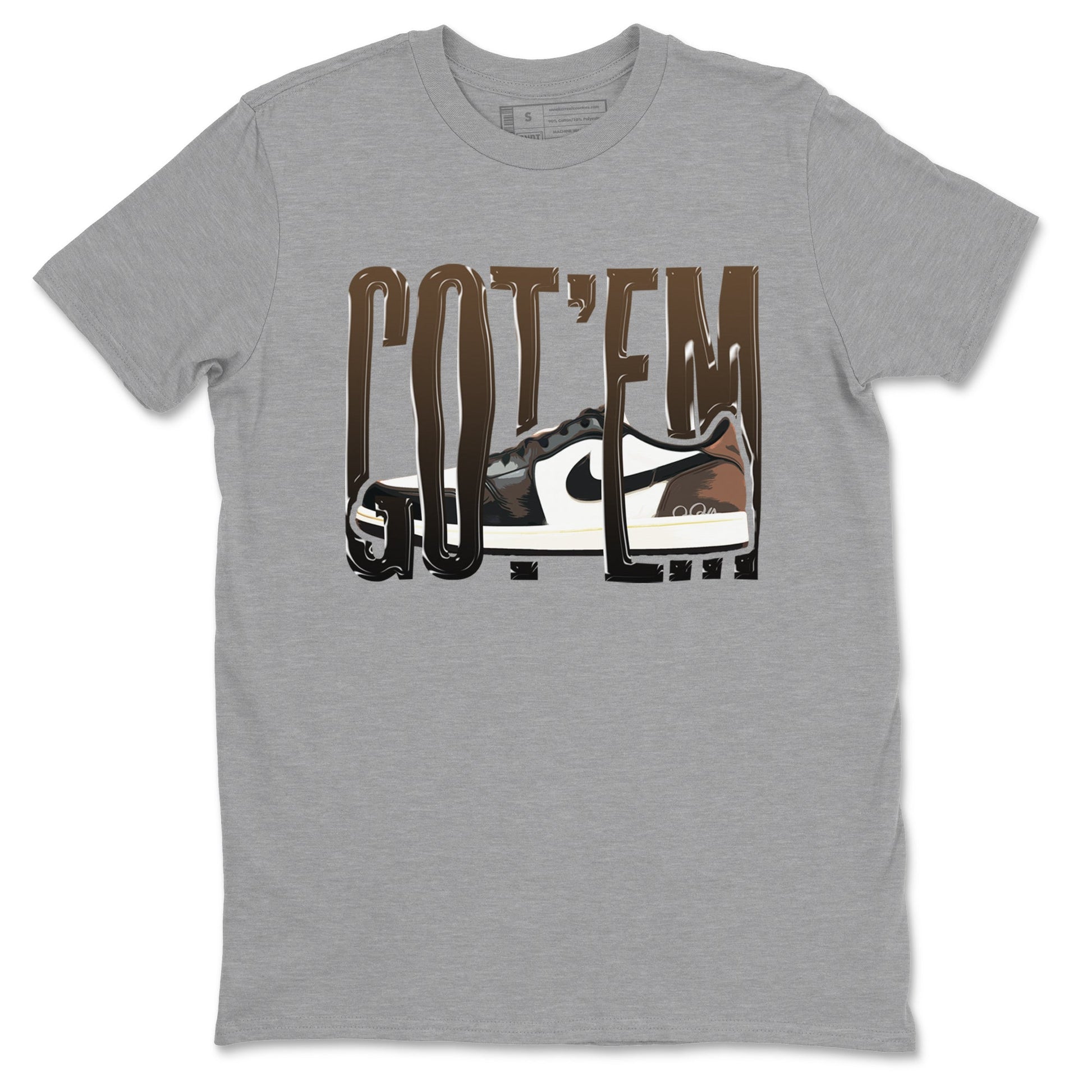 1s Low OG Mocha shirts to match jordans Wiggling Gotem sneaker match tees Air Jordan 1 Mocha match shoes to clothes SNRT Sneaker Tees unisex cotton Heather Grey 2 shirts