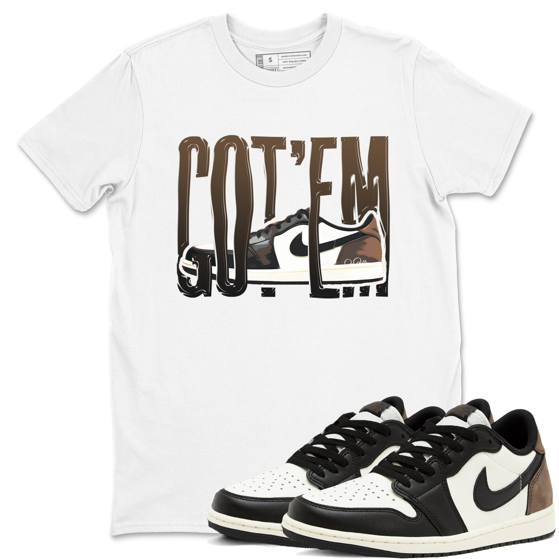 1s Low OG Mocha shirts to match jordans Wiggling Gotem sneaker match tees Air Jordan 1 Mocha match shoes to clothes SNRT Sneaker Tees unisex cotton White 1 shirts