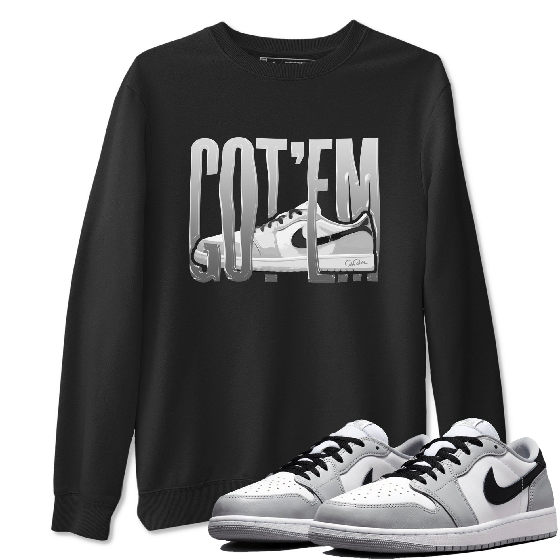 1s Wolf Grey shirts to match jordans Wiggling Gotem sneaker match tees Air Jordan 1 Wolf Grey SNRT Sneaker Tees streetwear brand Black 1 unisex cotton tee
