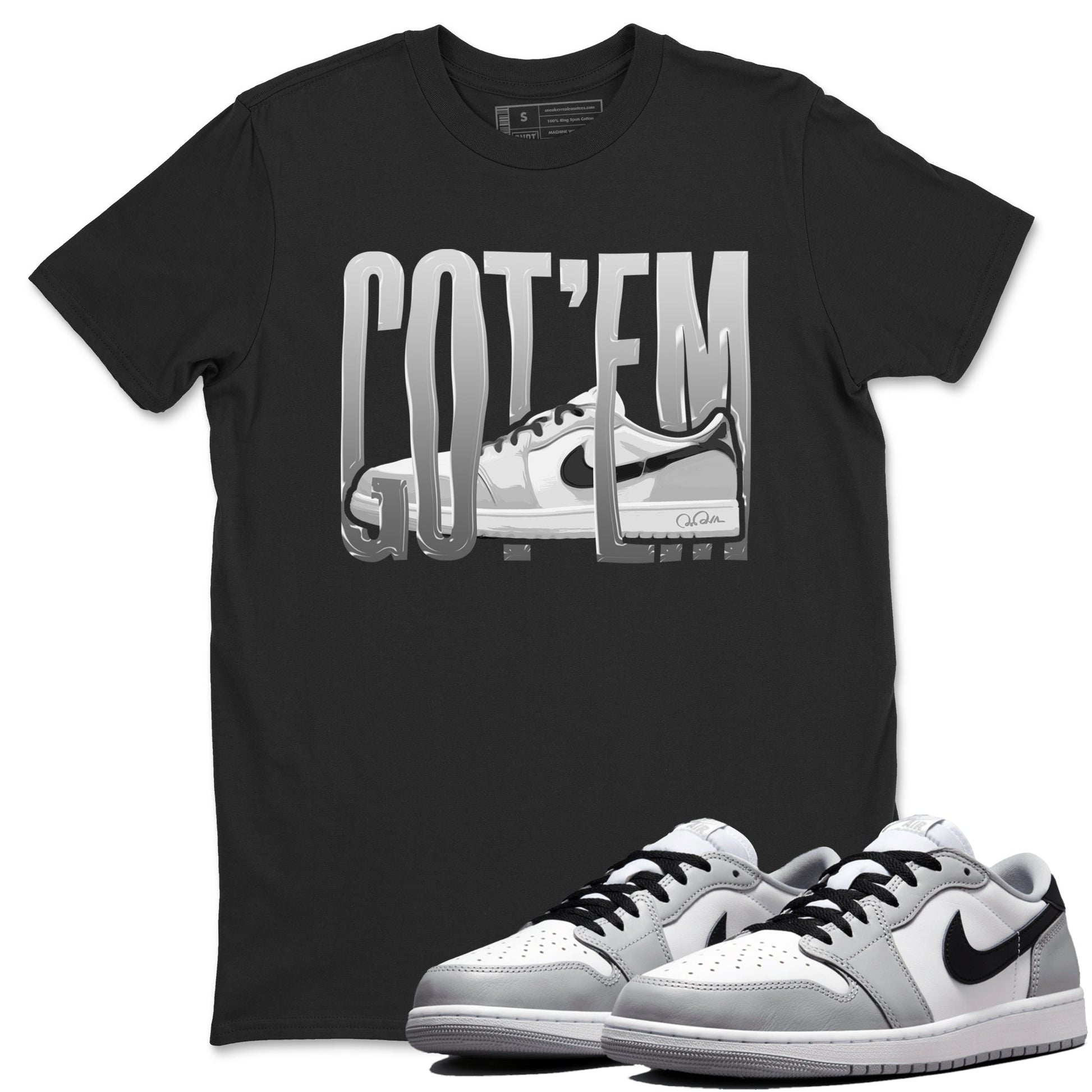 1s Wolf Grey shirts to match jordans Wiggling Gotem sneaker match tees Air Jordan 1 Wolf Grey SNRT Sneaker Tees streetwear brand Black 1 unisex cotton tee
