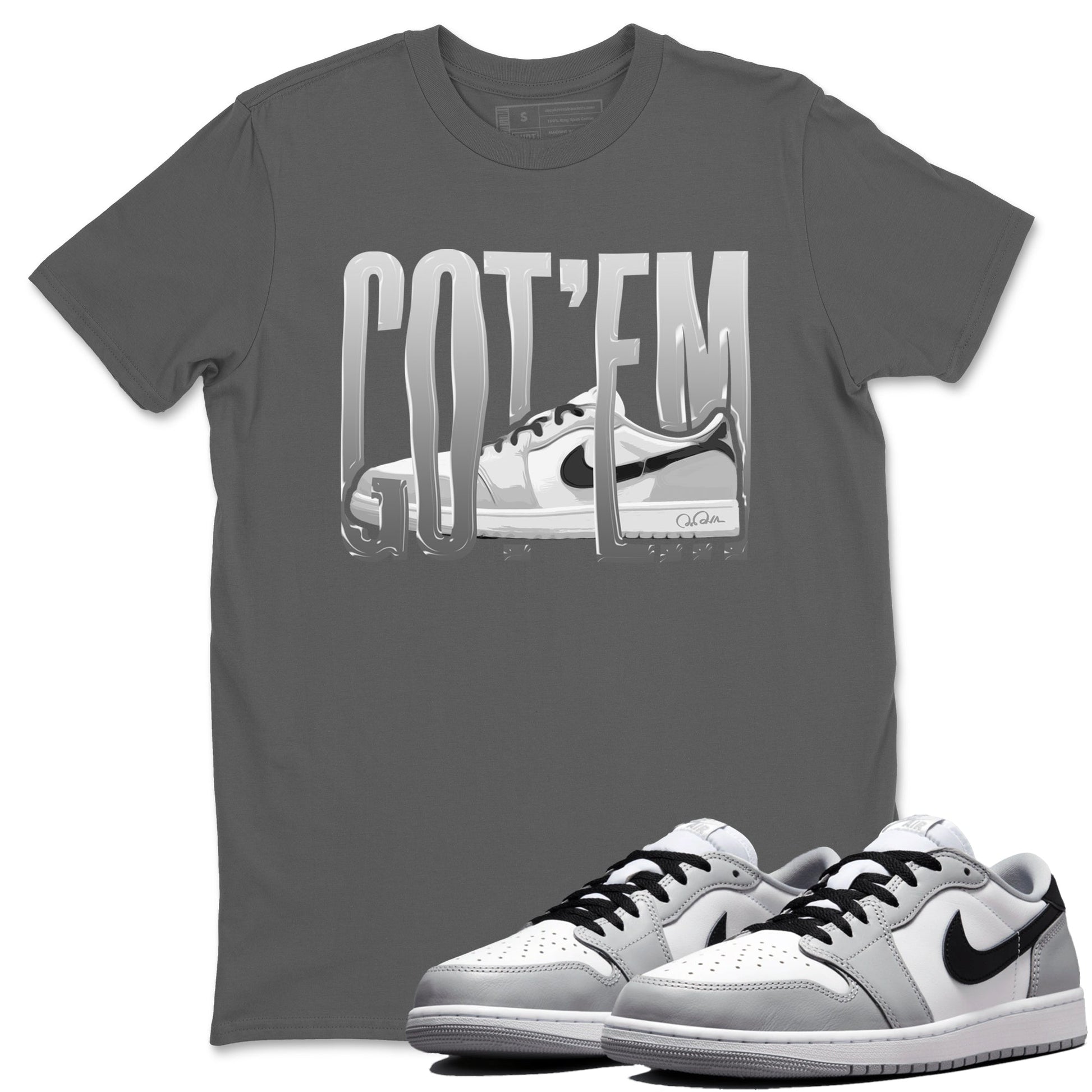 1s Wolf Grey shirts to match jordans Wiggling Gotem sneaker match tees Air Jordan 1 Wolf Grey SNRT Sneaker Tees streetwear brand Cool Grey 1 unisex cotton tee
