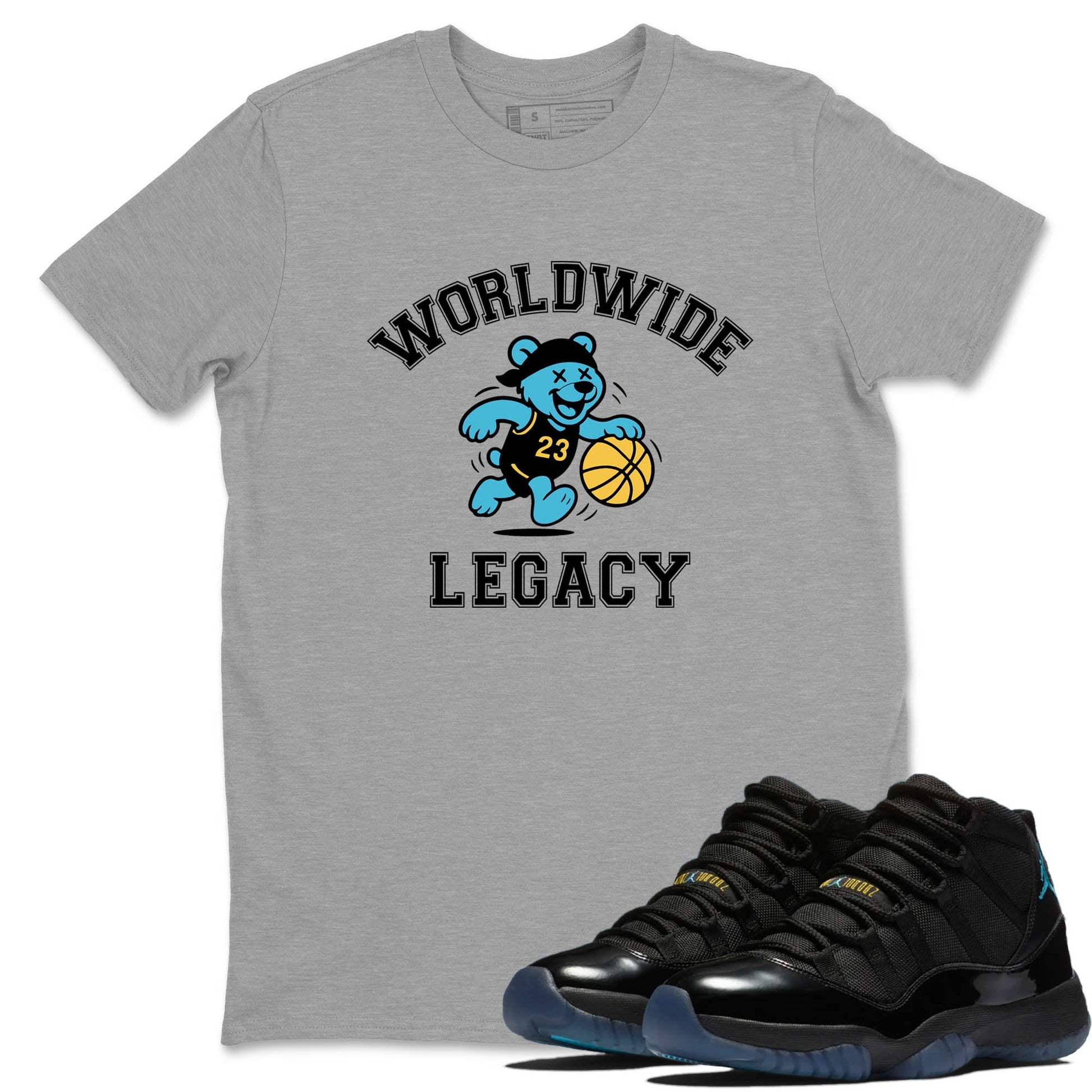 Sneaker Threads – Sneaker Tees To Match Air Jordan 11 Retro Gamma – Worldwide Legacy Graphic Tee Heather Grey 1. Perfect for Jordan releases 2025 colorways.