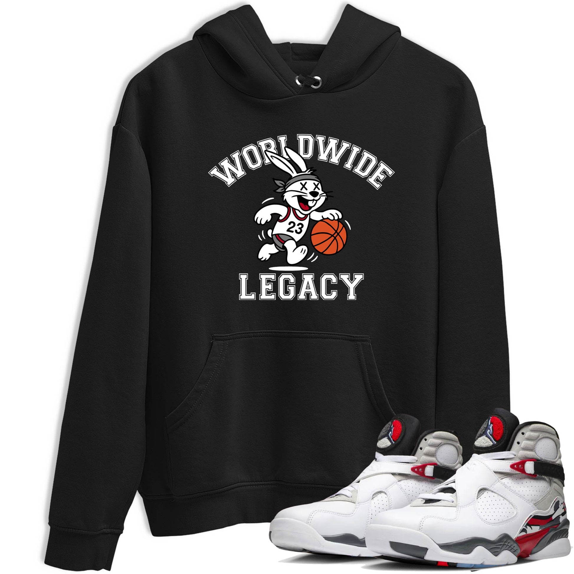 Sneaker Threads – Sneaker Tees To Match Air Jordan 8 Bunny – Worldwide Legacy Graphic Tee Black 1. Perfect for Jordan releases 2025 colorways.