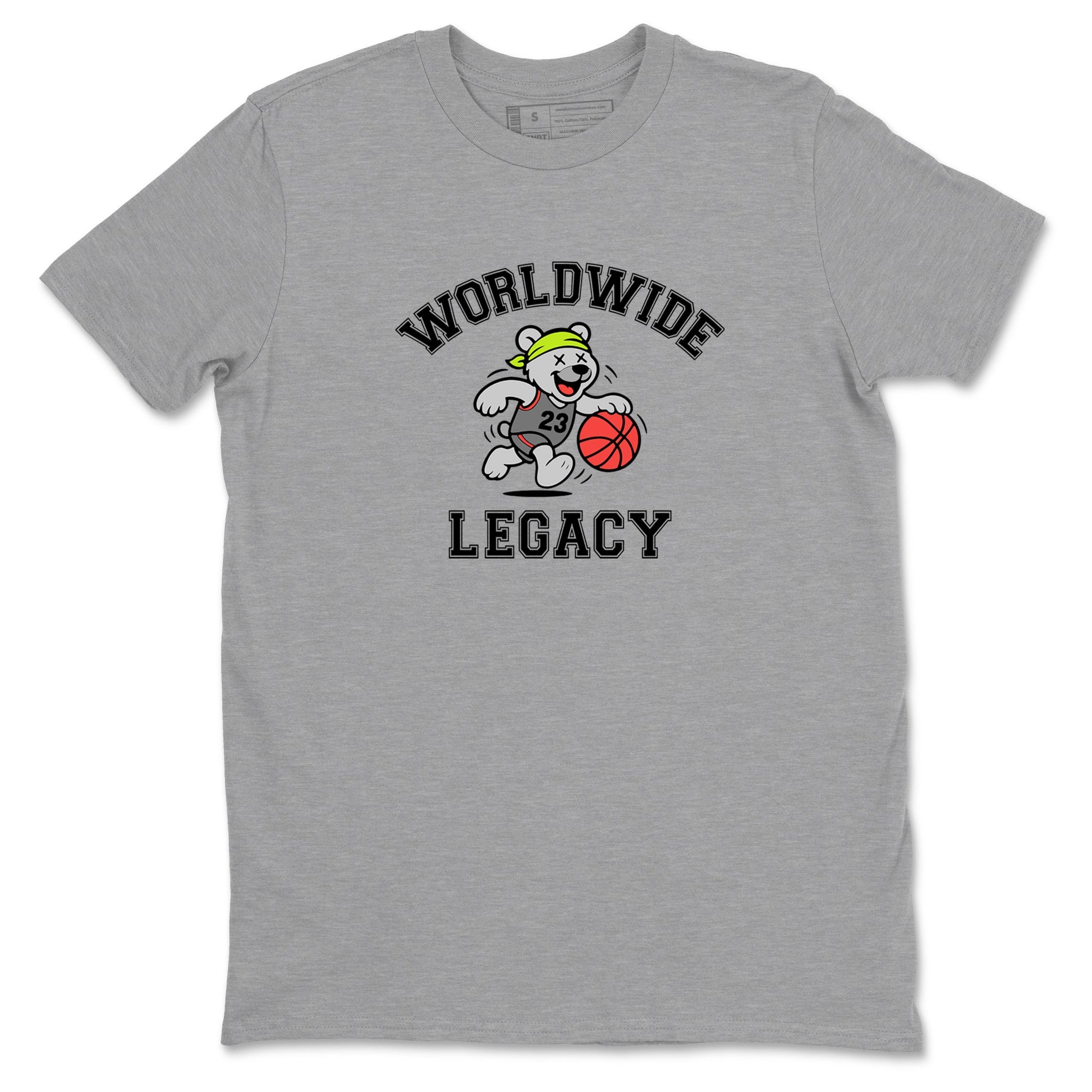 Sneaker Threads – Sneaker Tees To Match Air Max 90 Spruce Aura and Ghost Green – Worldwide Legacy Graphic Tee Heather Grey 2. Perfect for Jordan releases 2025 colorways.