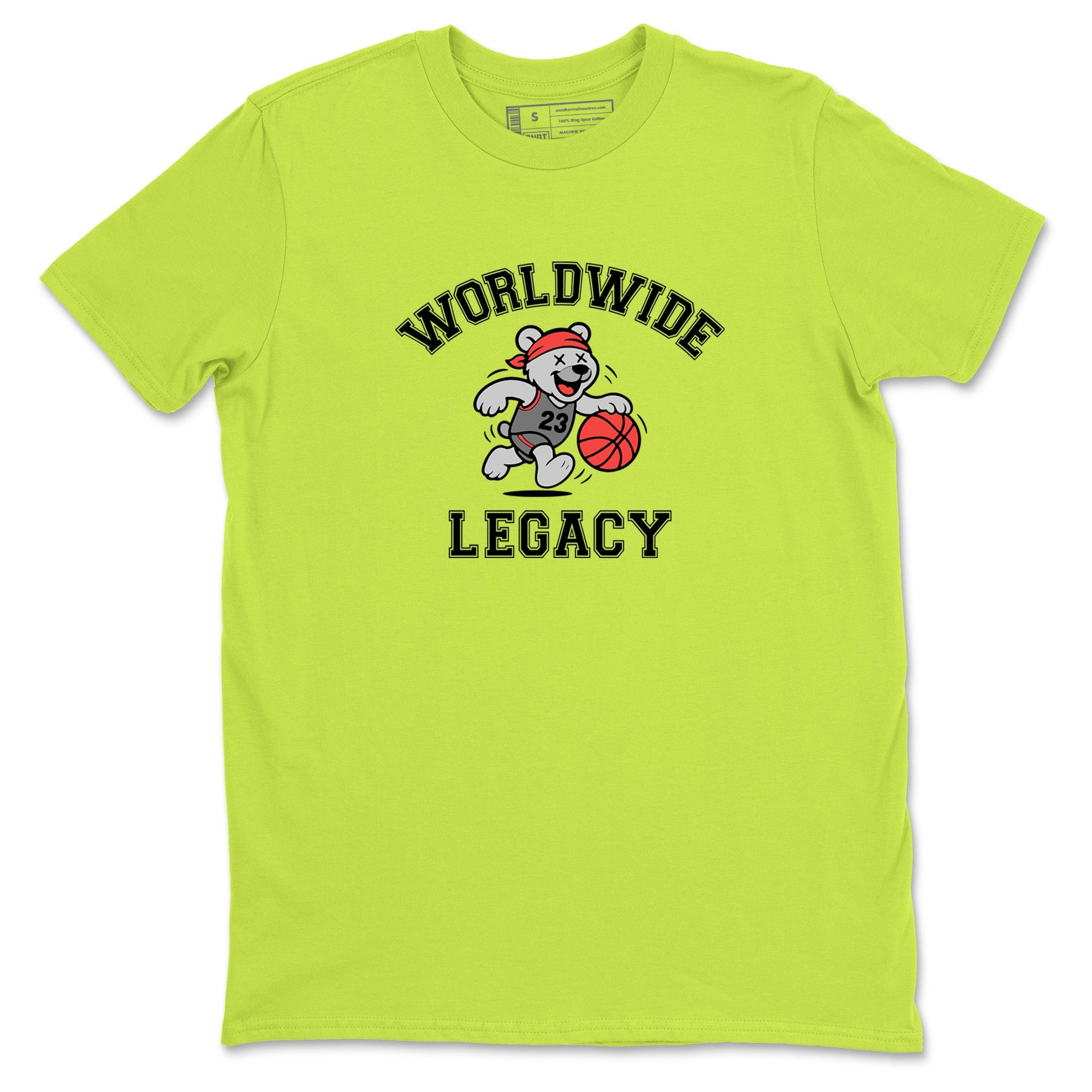 Sneaker Threads – Sneaker Tees To Match Air Max 90 Spruce Aura and Ghost Green – Worldwide Legacy Graphic Tee Safety Green 2. Perfect for Jordan releases 2025 colorways.