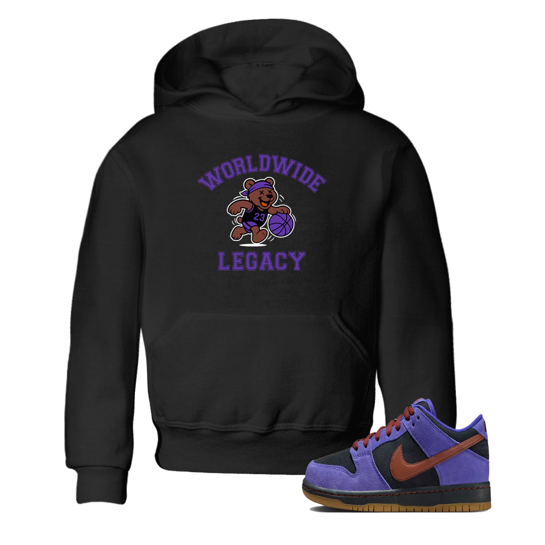 Sneaker Threads – Sneaker Tees To Match Dunk Low Persian Violet – Worldwide Legacy Youth Graphic Tee Black 1. Perfect for Jordan releases 2025 colorways.