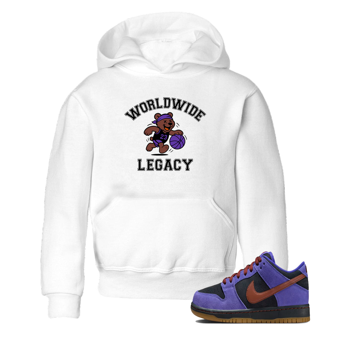 Sneaker Threads – Sneaker Tees To Match Dunk Low Persian Violet – Worldwide Legacy Youth Graphic Tee White 1. Perfect for Jordan releases 2025 colorways.