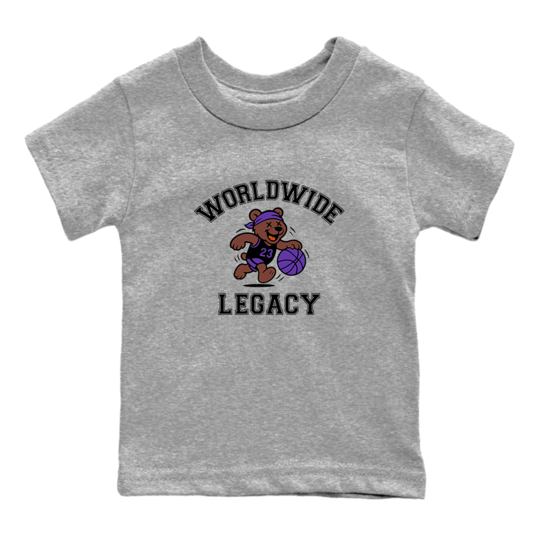 Sneaker Threads – Sneaker Tees To Match Dunk Low Persian Violet – Worldwide Legacy Youth Graphic Tee Heather Grey 2. Perfect for Jordan releases 2025 colorways.