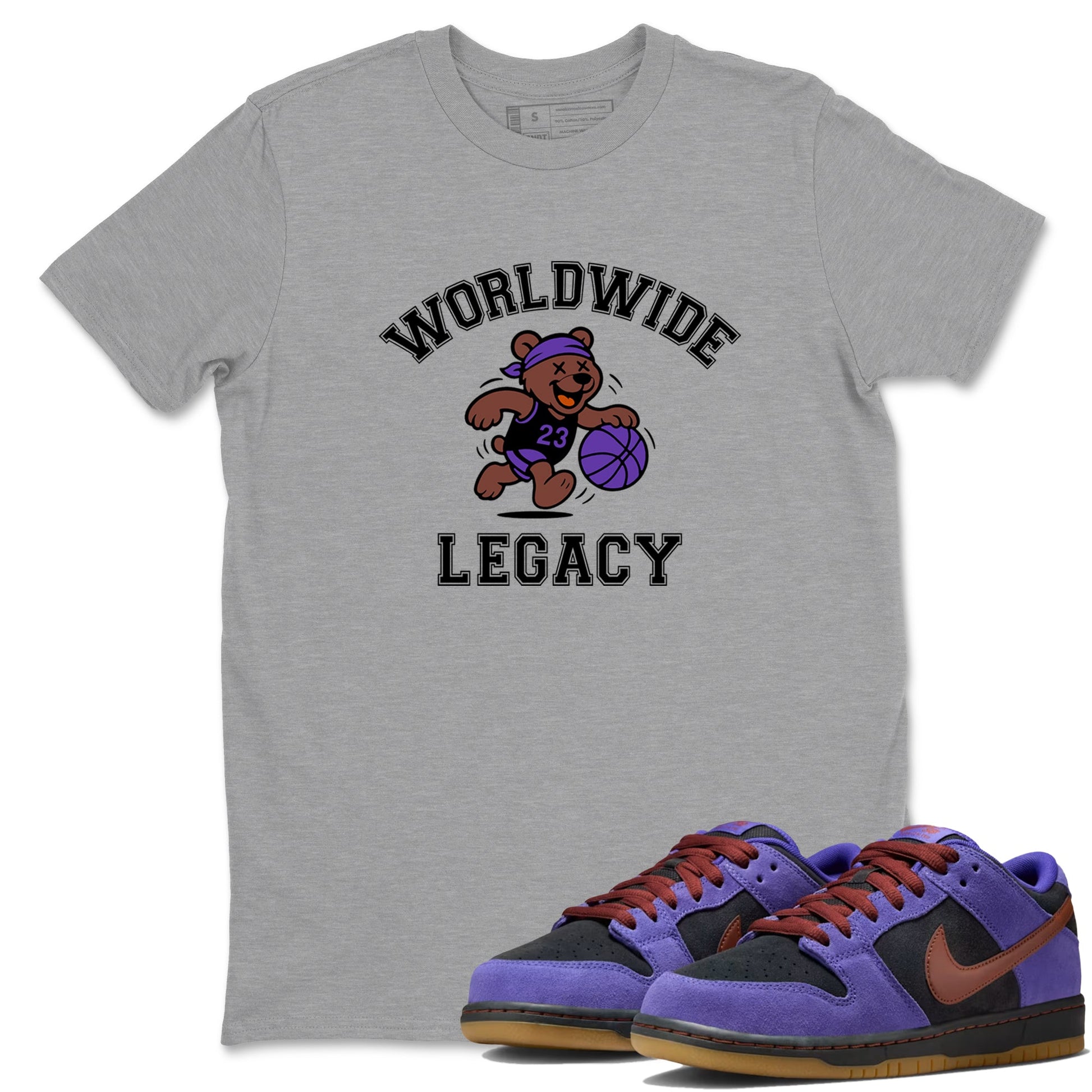 Sneaker Threads – Sneaker Tees To Match Dunk Low Persian Violet – Worldwide Legacy Graphic Tee Heather Grey 1. Perfect for Jordan releases 2025 colorways.