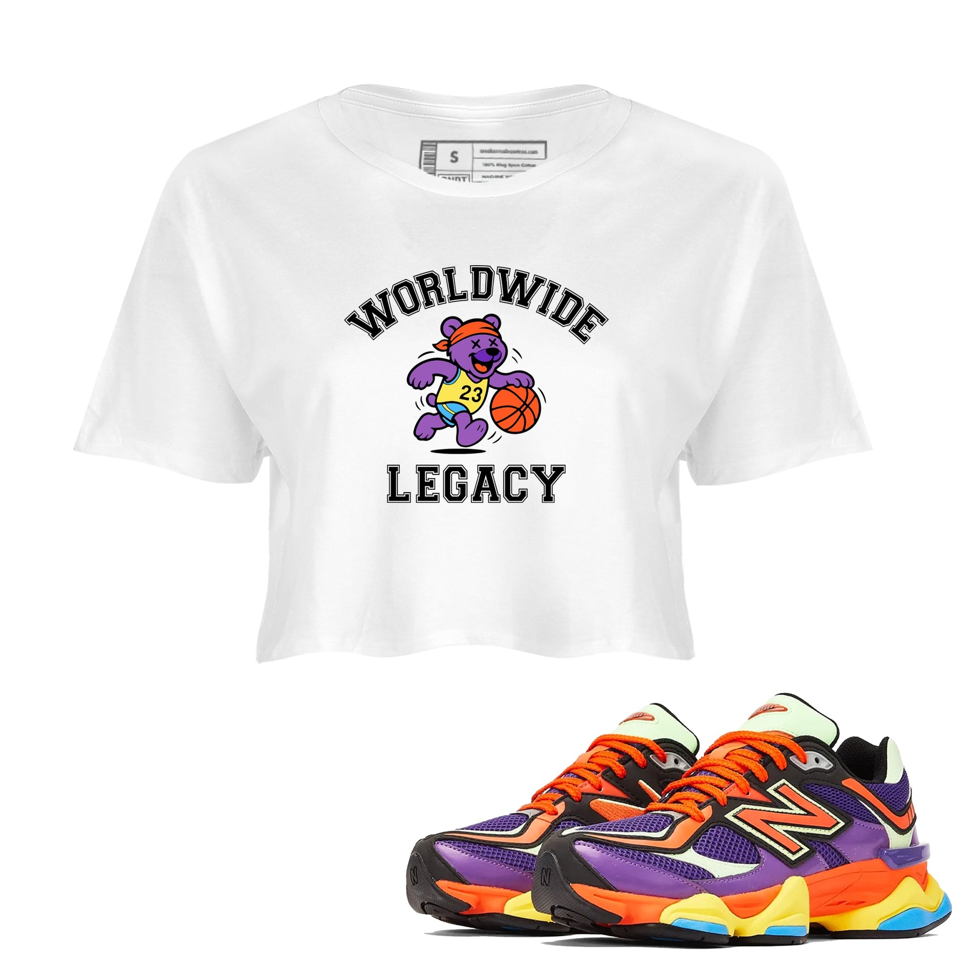 Sneaker Threads – Sneaker Tees To Match New Balance 9060 Prism Purple – Worldwide Legacy Crop Tee White 1. Perfect for Jordan releases 2025 colorways.